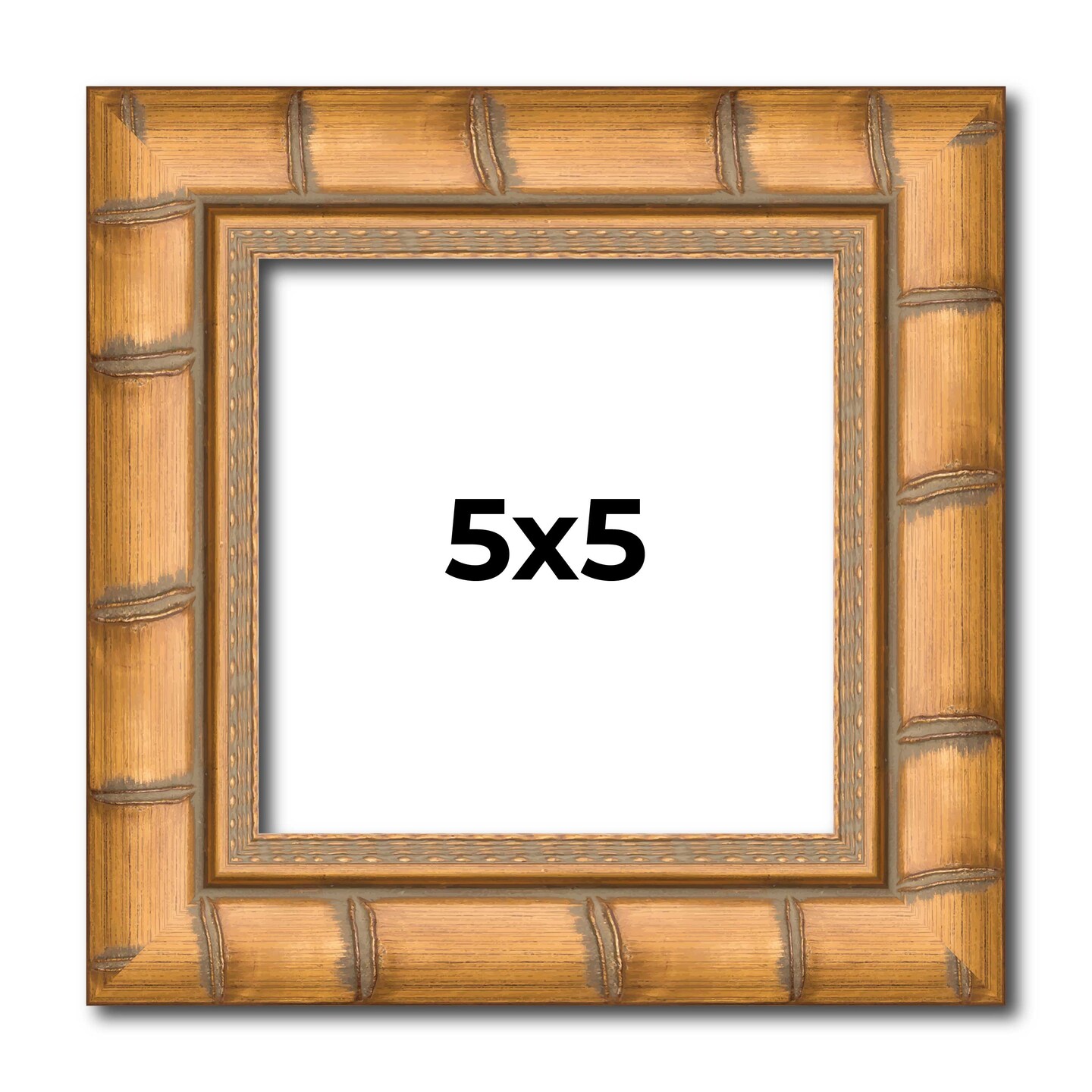 5x5 Modern Bamboo Picture Frame with UV-Resistant Acrylic &#x26; Acid Free Backing, Available in  5 Finishes - Gold, Silver, Brown, Black, and Natural