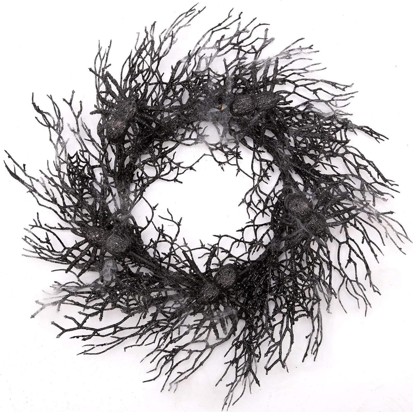 Halloween Wreath Black Wreath with Spiders and Webs Door