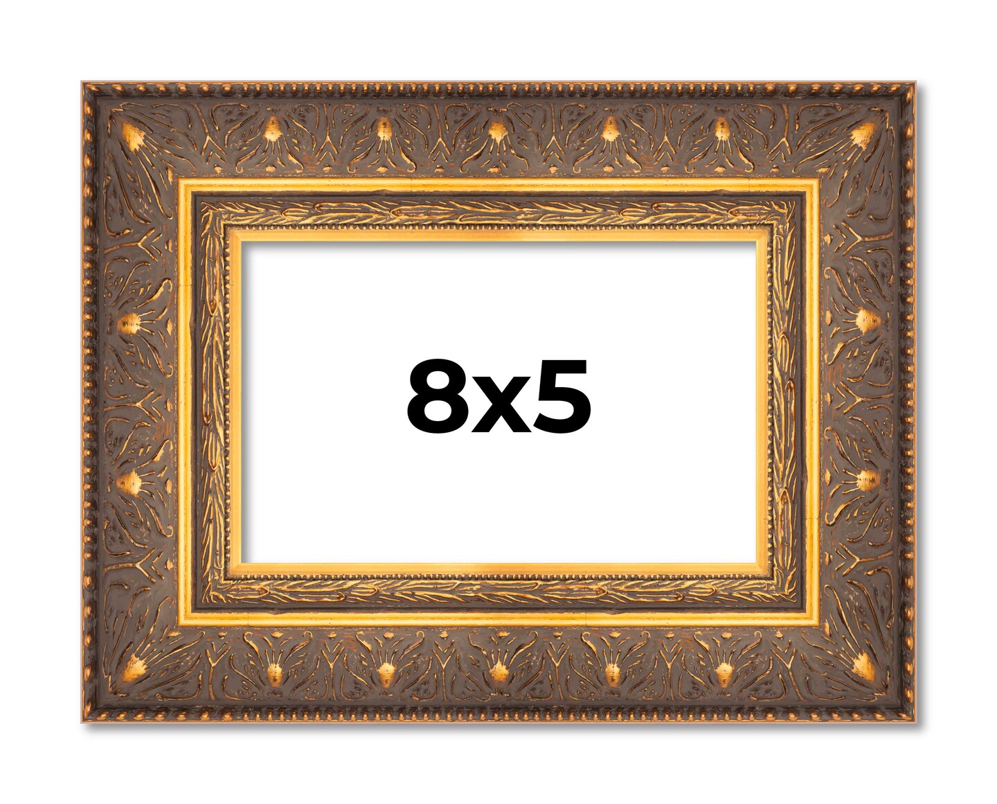 Photo Size Museum Gold Picture Frame - UV Acrylic, Foam Board Backing, Hanging Hardware
