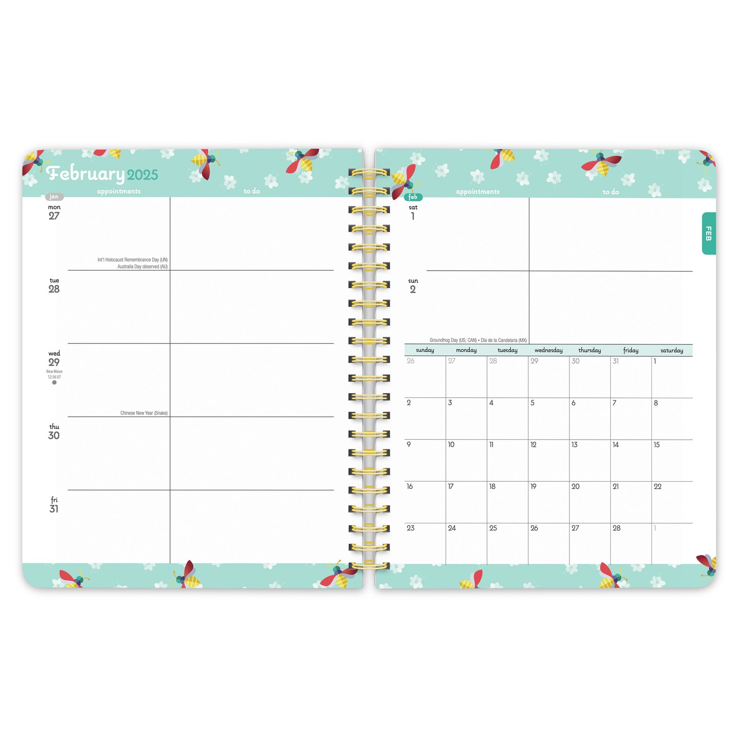 Busy Bees | 2025 6 x 7.75 Inch Weekly Desk Planner | Foil Stamped Cover | BrownTrout | Planning Stationery