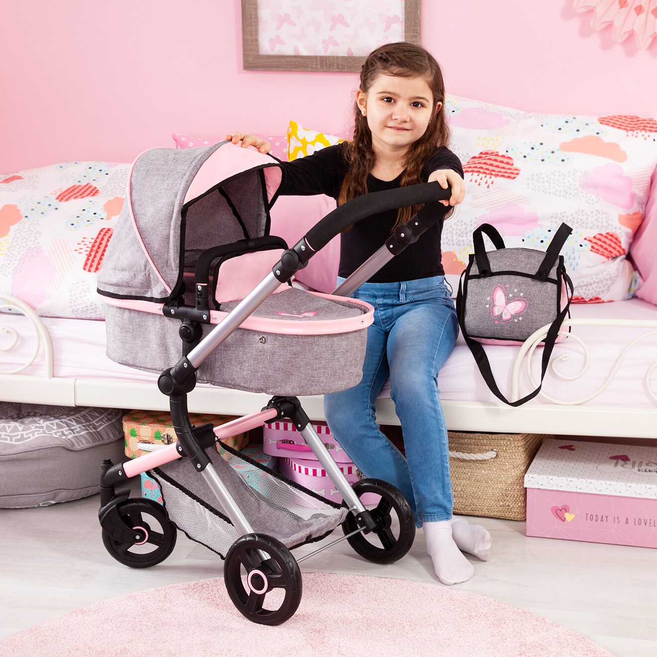 Bayer Dolls Pram City Vario Baby Doll Stroller -  Dolls Up To 20&#x22;