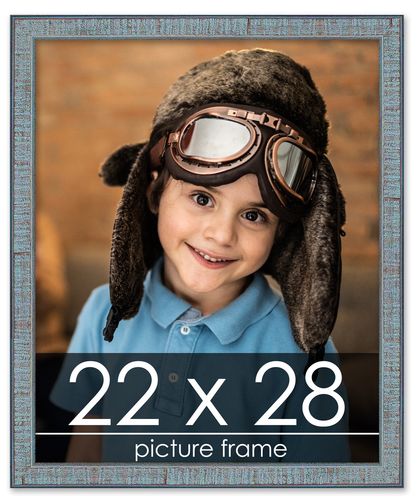 22x28 Textured Picture Frame with UV-Resistant Acrylic & Acid Free Backing, Available in 6 Finishes - Black, Blue, Brown, Gold, Grey, and White