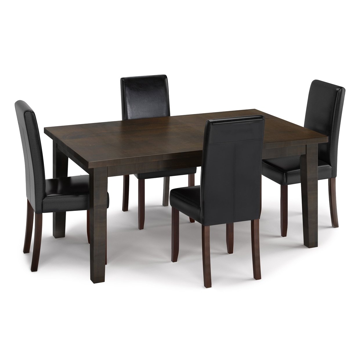 Acadian Eastwood 5 Piece Dining Set Dark Java Brown Solid Rubberwood Table Chairs