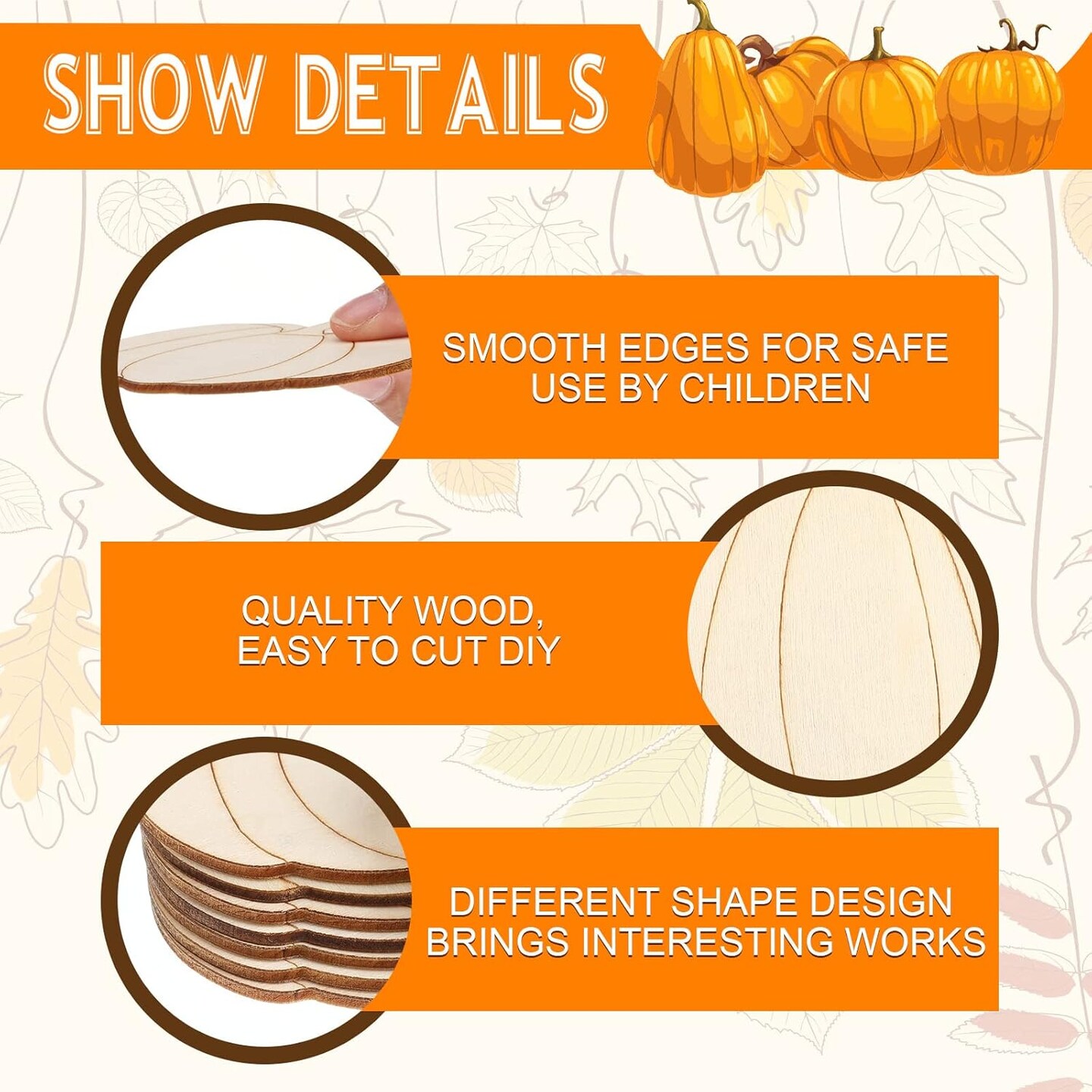 32 Pcs Thanksgiving Wooden Pumpkin for Crafts