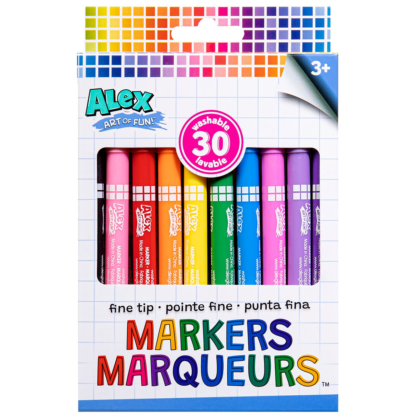 Alex: Art Of Fun – Fine Tip Markers 30 Pack - Washable & Non-Toxic, Vibrant Colors, Coloring & Drawing, High-Quality Art Supplies, Adults, Kids Age 3+