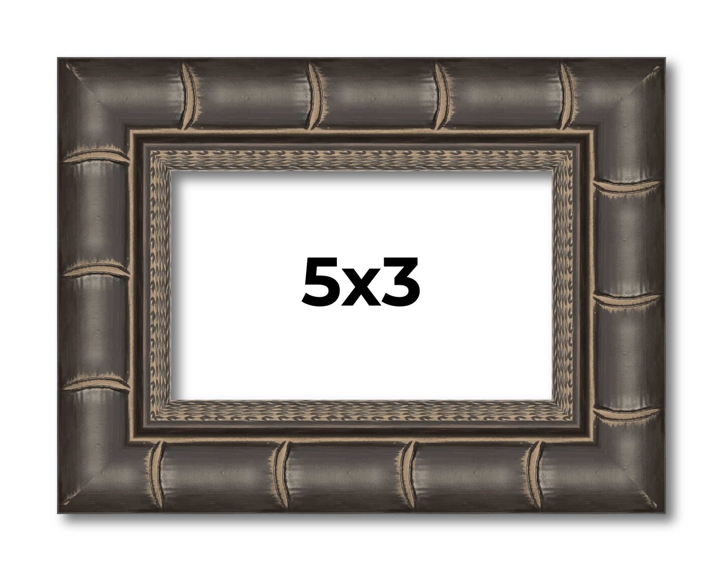5x3 Modern Bamboo Picture Frame with UV-Resistant Acrylic & Acid Free Backing, Available in 5 Finishes - Gold, Silver, Brown, Black, and Natural