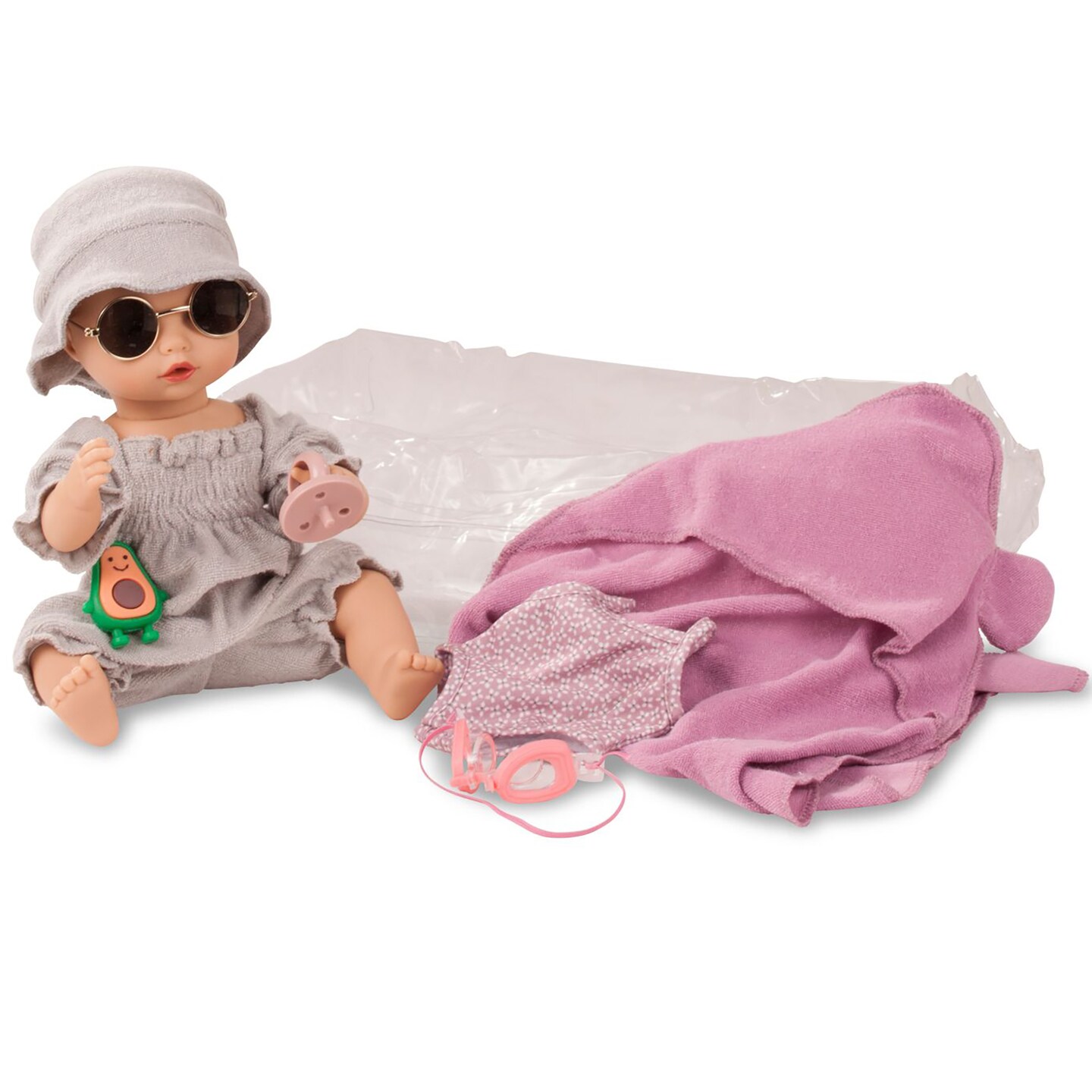 Gotz Sleepy Aquini 13" Baby Baby Drink and Wet Doll with Bathing Suit