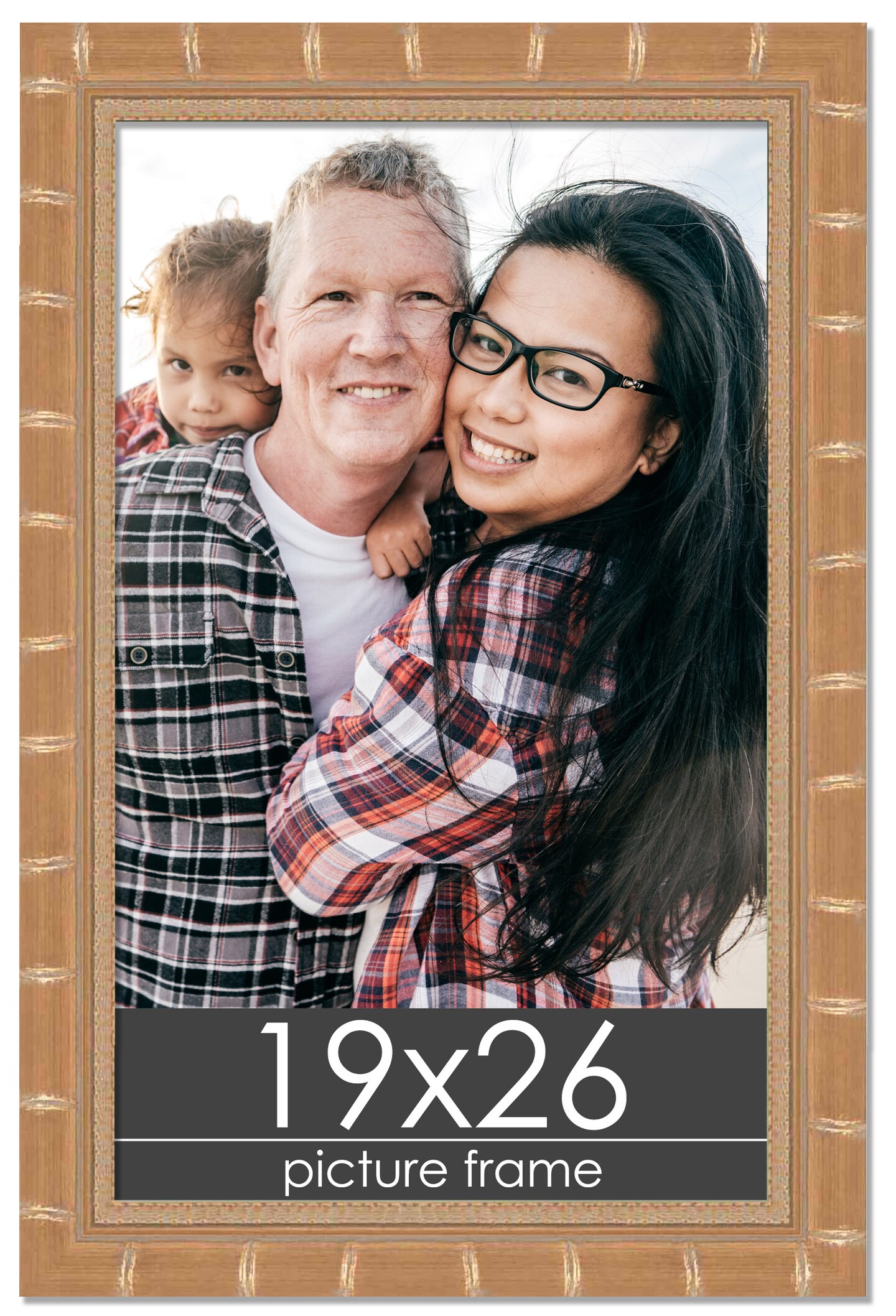 19x26 Modern Bamboo Picture Frame with UV-Resistant Acrylic & Acid Free Backing, Available in 5 Finishes - Gold, Silver, Brown, Black, and Natural