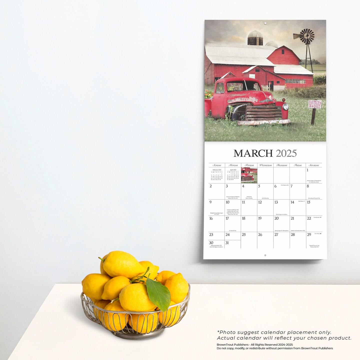 Beckoning Barns | 2025 12 x 24 Inch Monthly Square Wall Calendar | Featuring the Artwork of Lori Deiter | Plastic-Free | Hopper Studios | Rural Country Art