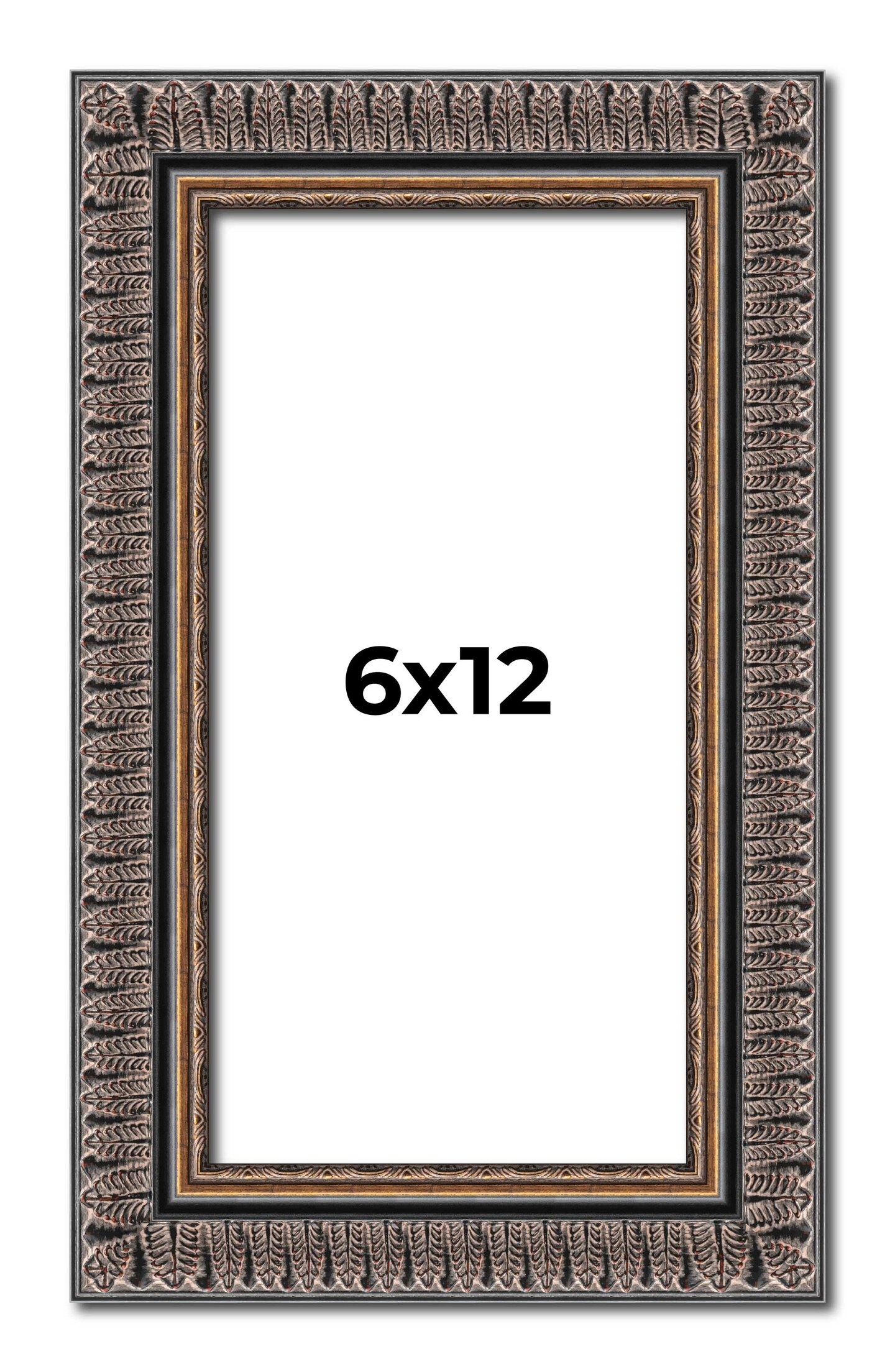 Panoramic Ornate Black Picture Frame - UV Acrylic, Foam Board Backing, Hanging Hardware