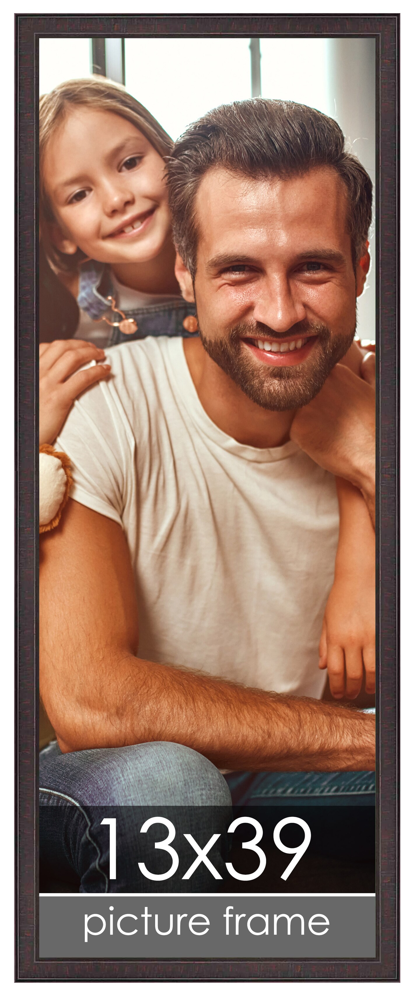 Panoramic Textured Brown Picture Frame - UV Acrylic, Foam Board Backing, Hanging Hardware