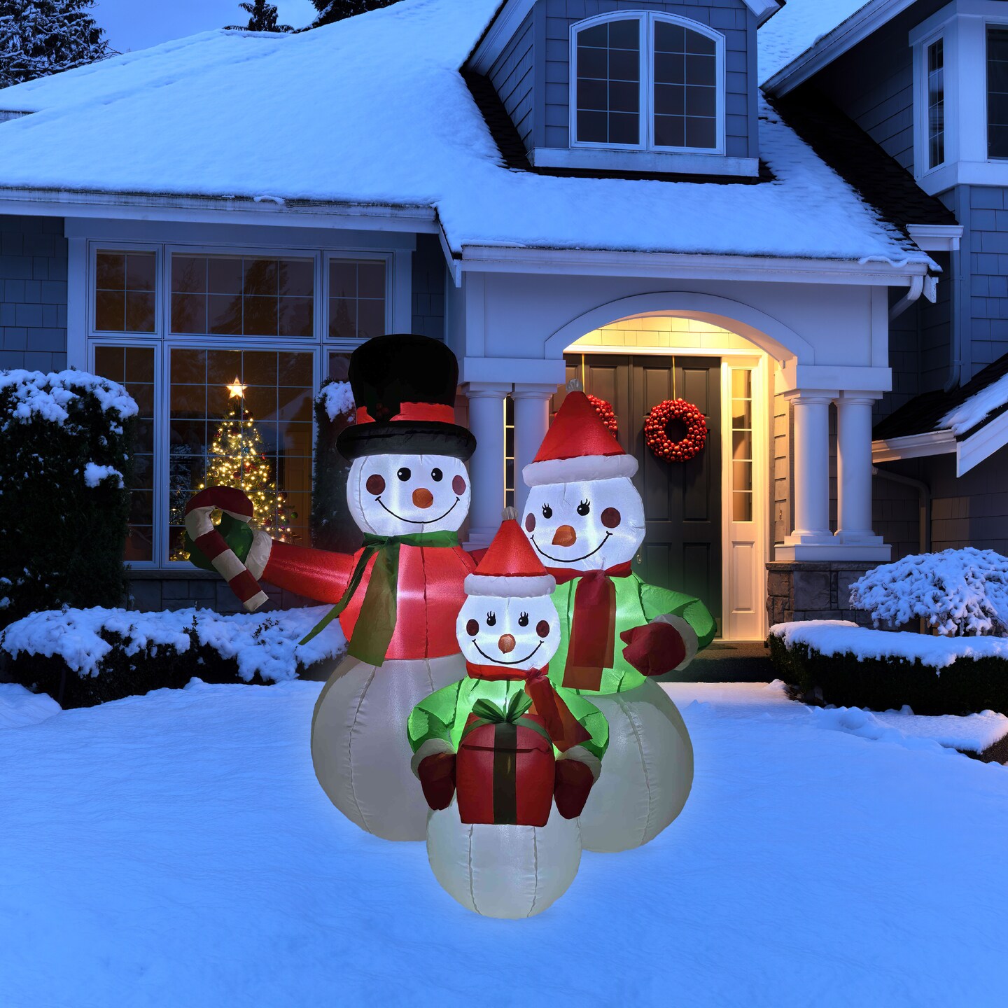 Northlight Lighted Inflatable Family of Snowman Outdoor Christmas Decoration - 4'