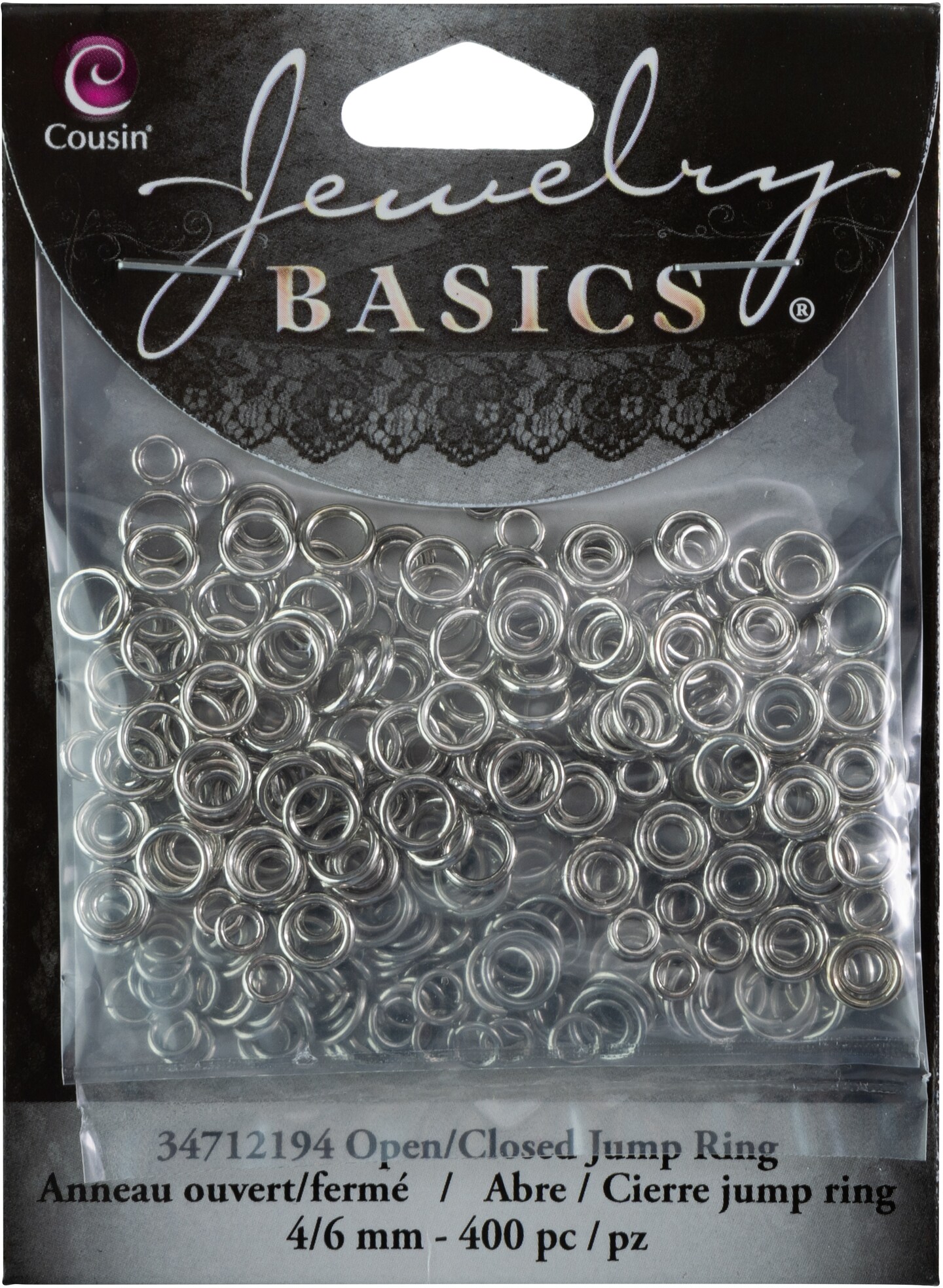 CousinDIY Open and Closed Jump Rings 4mm &#x26; 6mm 400/Pkg-Silver