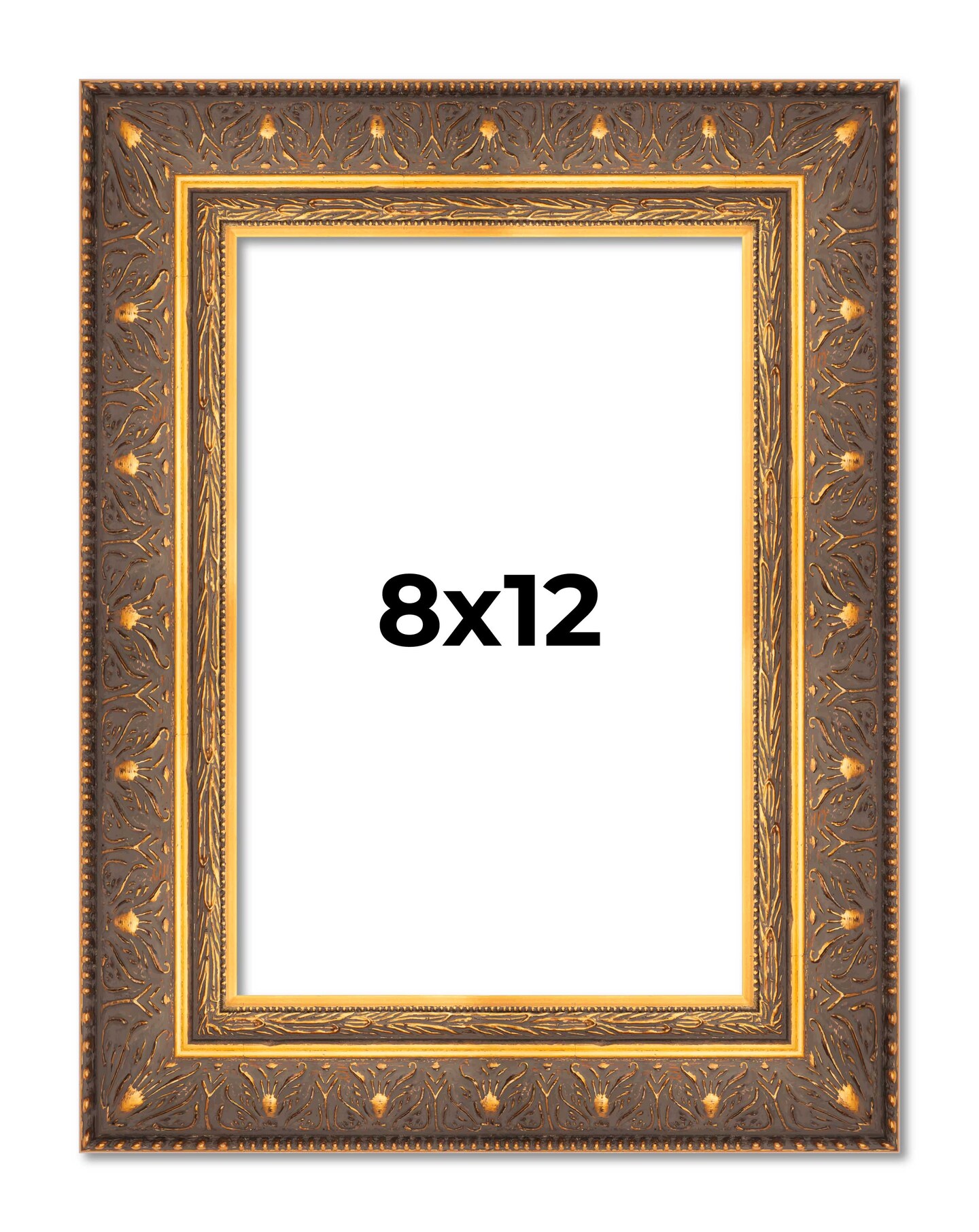 8x12 Museum Gold Picture Frame - UV Acrylic, Foam Board Backing, Hanging Hardware