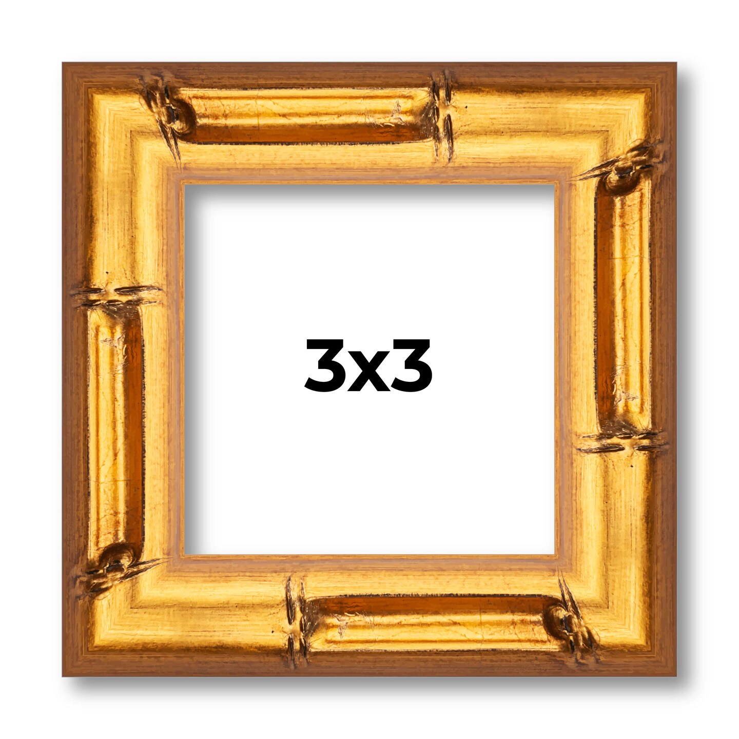 3x3 Thin Bamboo Picture Frame with UV-Resistant Acrylic & Acid Free Backing, Available in 2 Finishes - Gold and Brown