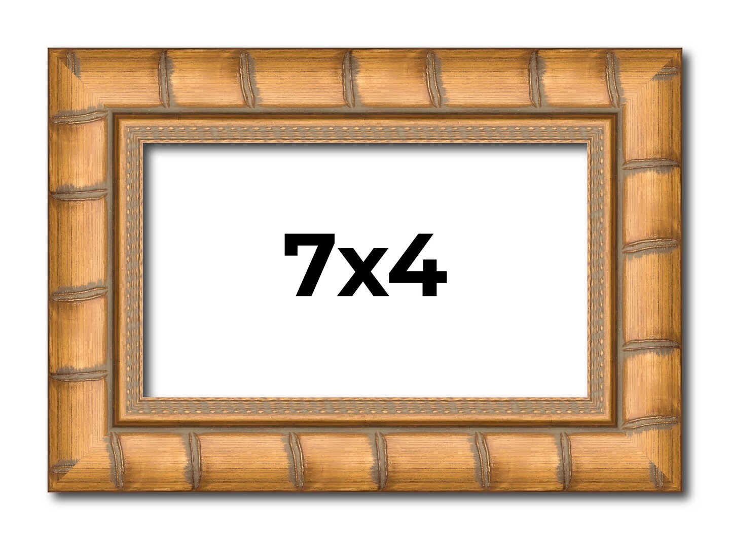 7x4 Modern Bamboo Picture Frame with UV-Resistant Acrylic &#x26; Acid Free Backing, Available in  5 Finishes - Gold, Silver, Brown, Black, and Natural