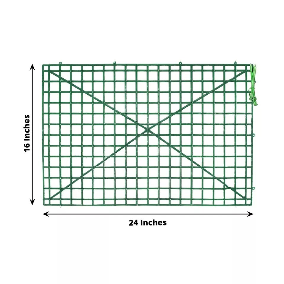 10 Dark Green 24" x 16" Plastic Mesh Grid Frames DIY Flower Wall Panels Party