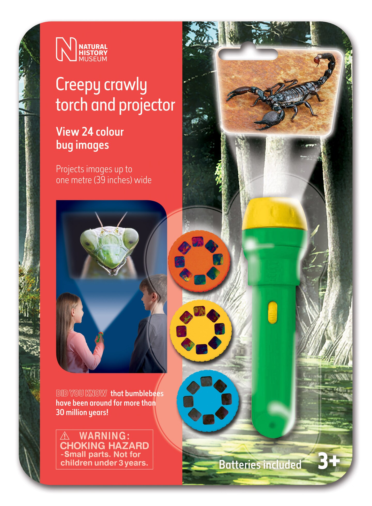 Natural History Museum Creepy Crawly Flashlight and Projector - Stem Toy - 24 Color Bug Images
