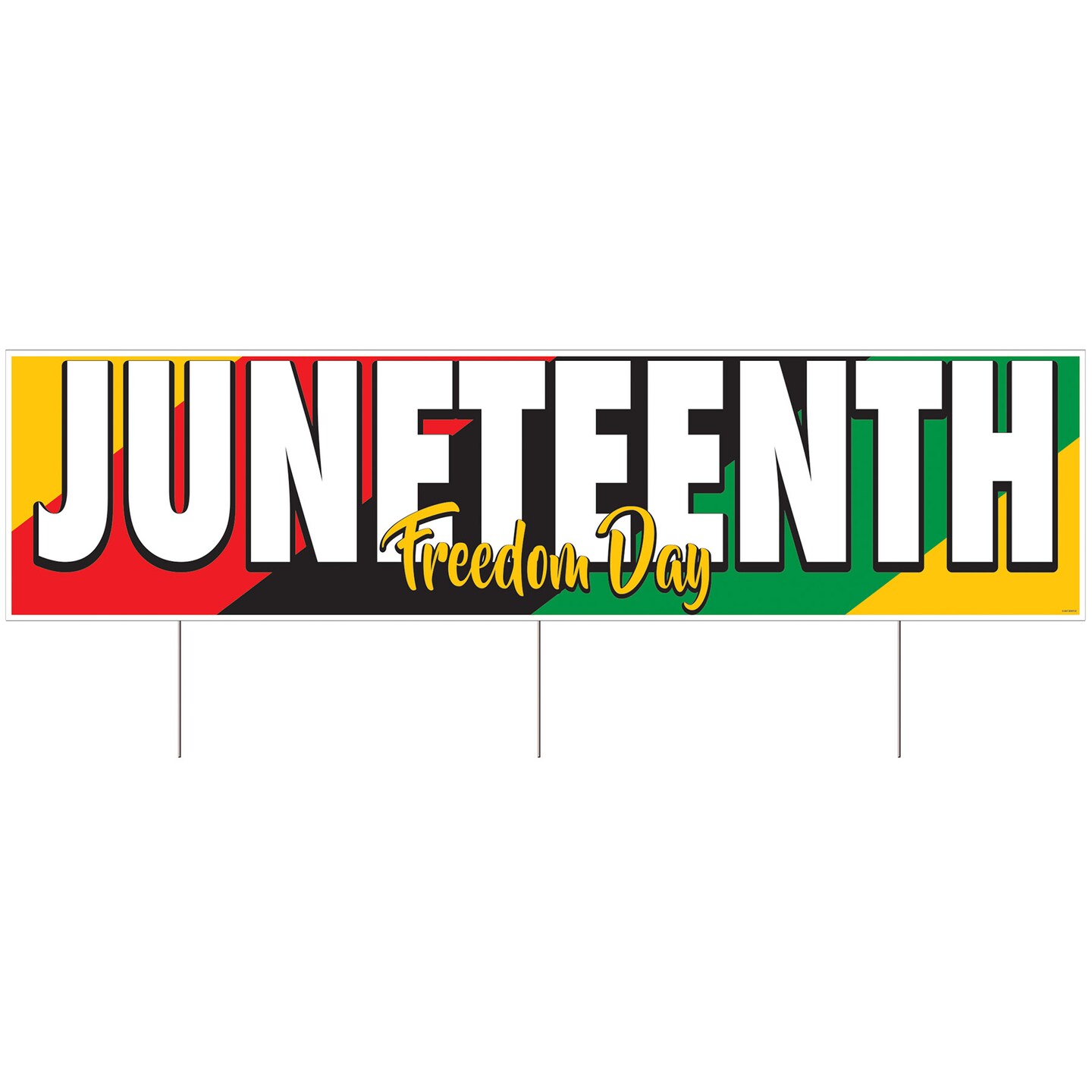 Beistle 11¾in. x 3Feet 11in. Plastic Jumbo Juneteenth Yard Sign - 6 Pack