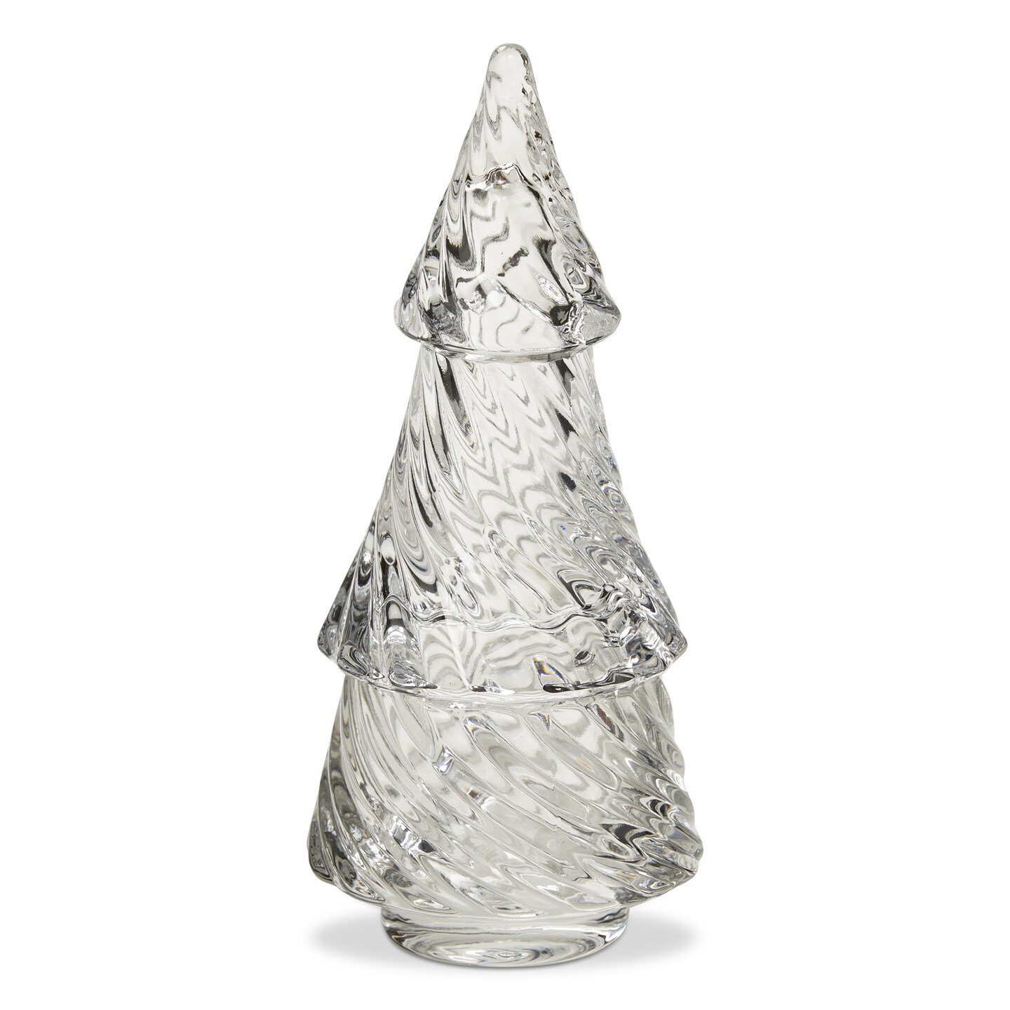 Christmas Glass Twist Tree Tealight Candle Holder Clear, 6.25 inch