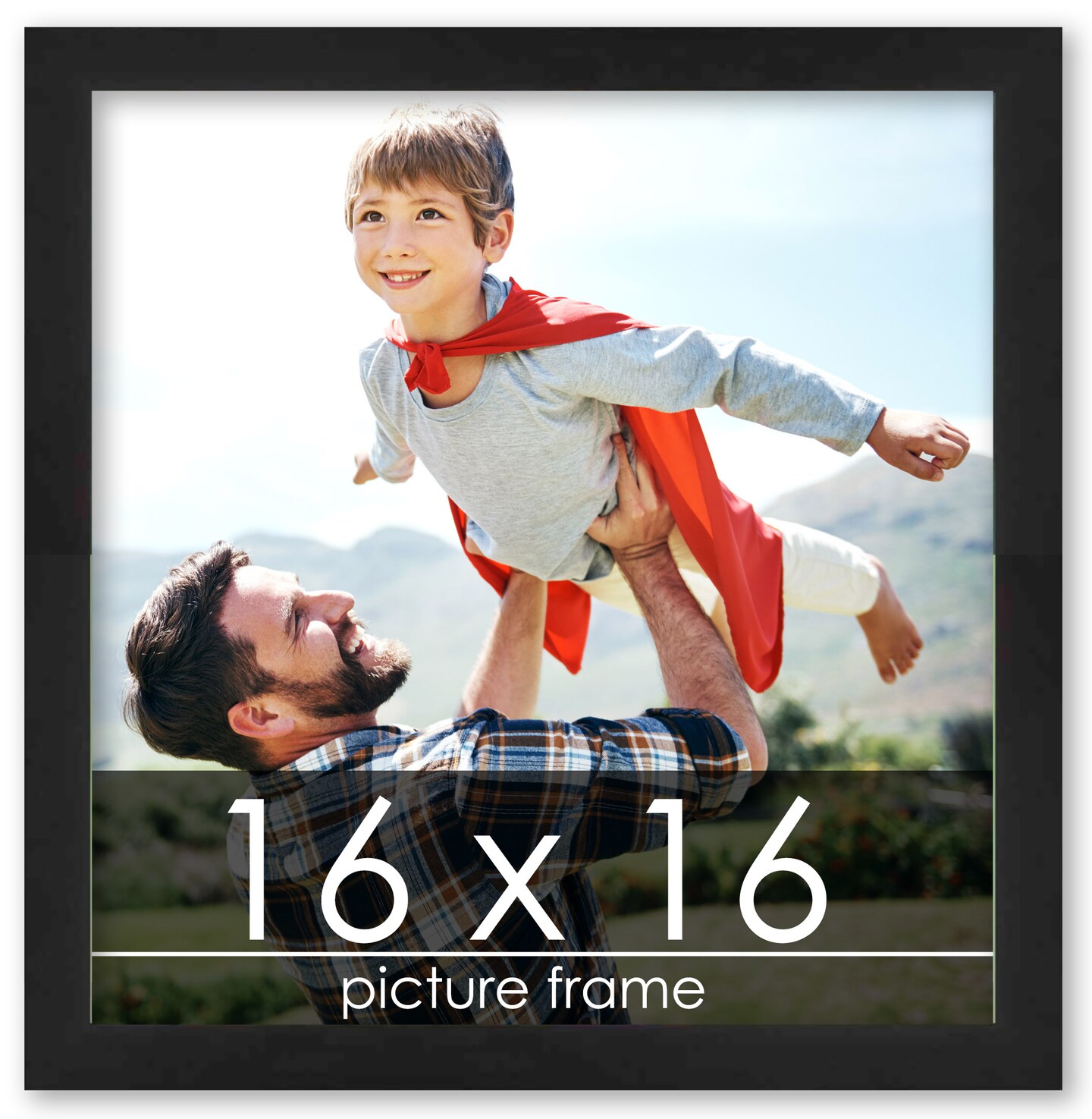 Square Decor Black Picture Frame - UV Acrylic, Foam Board Backing