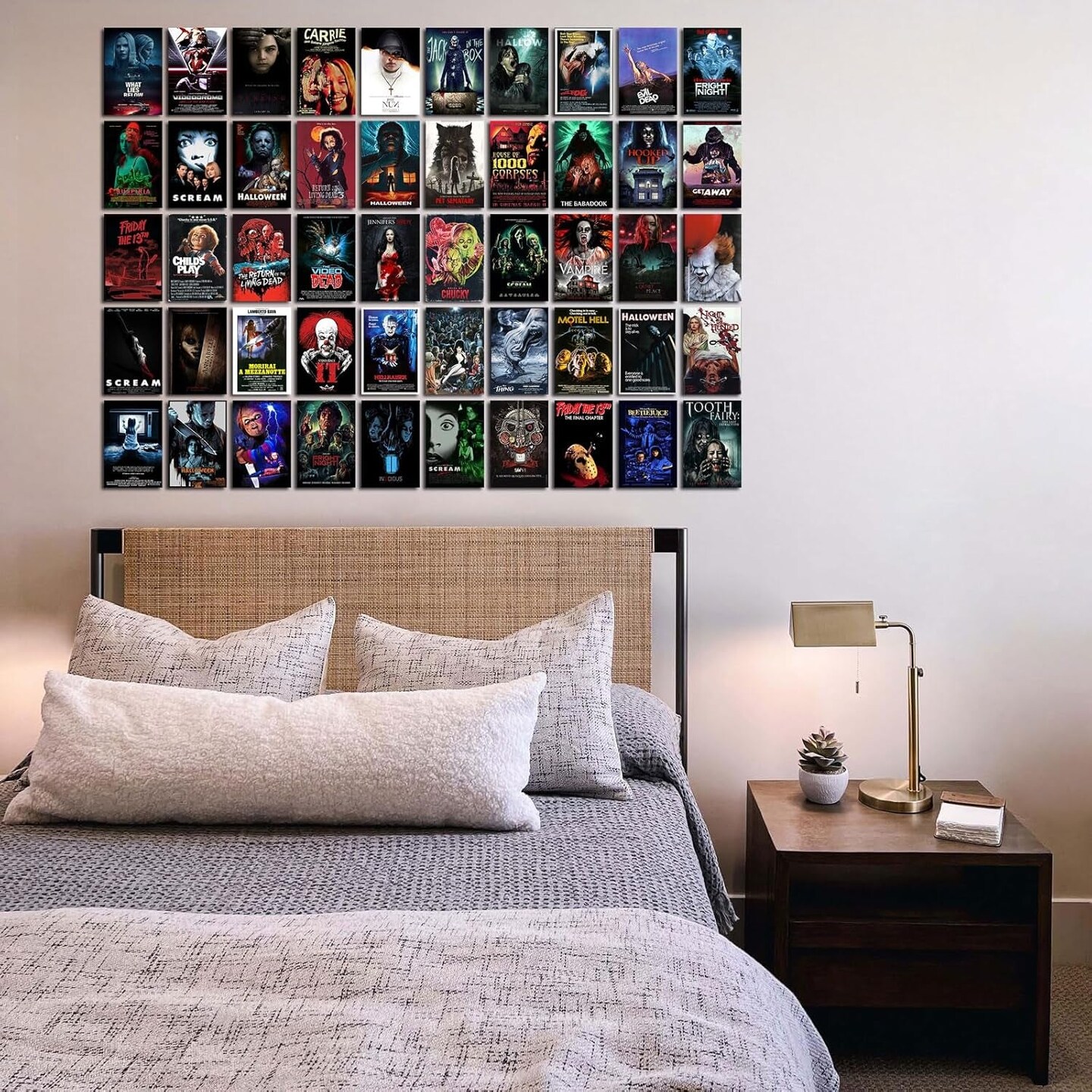 Vintage Classic Horror Movie Posters Wall Collage Kit,Creepy Scary Horror Movie Decor Aesthetic Pictures,Horror Decor for Home Bedroom Living Wall Decor,4&#xD7;6 Inches