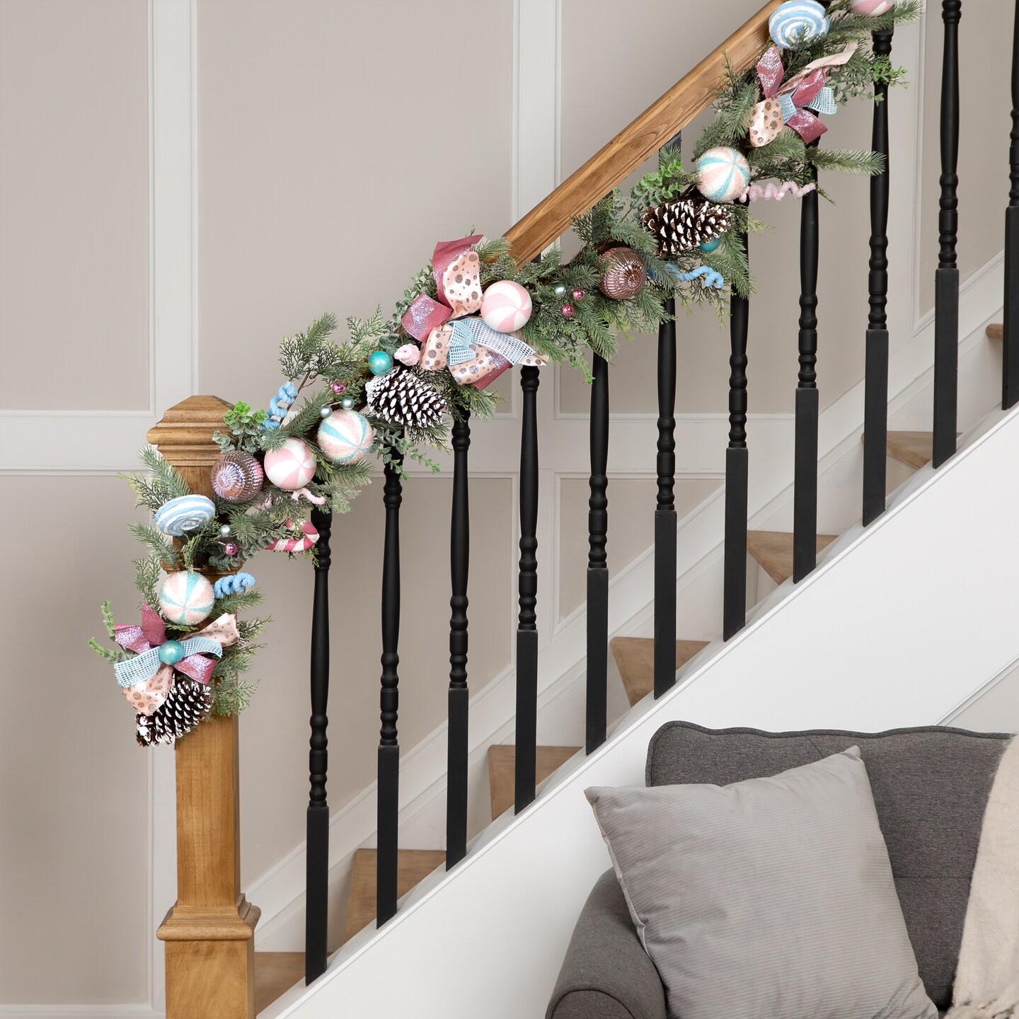 Northlight Pastel Bows and Ornaments Artificial Christmas Garland - 6&#x27; x 7&#x22; - Unlit