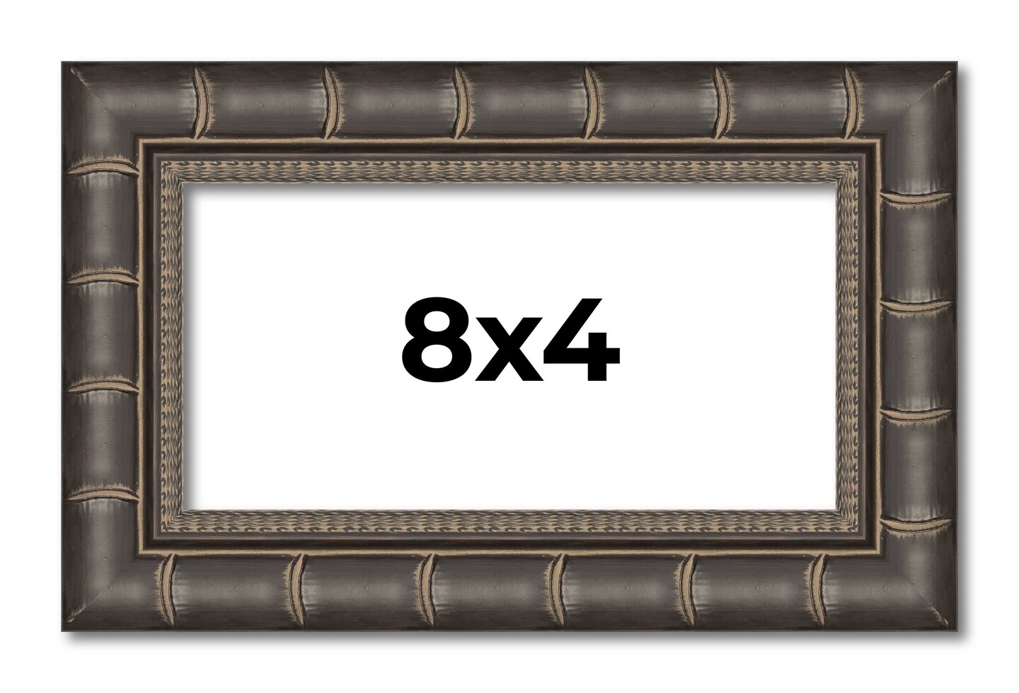 8x4 Modern Bamboo Picture Frame with UV-Resistant Acrylic & Acid Free Backing, Available in 5 Finishes - Gold, Silver, Brown, Black, and Natural