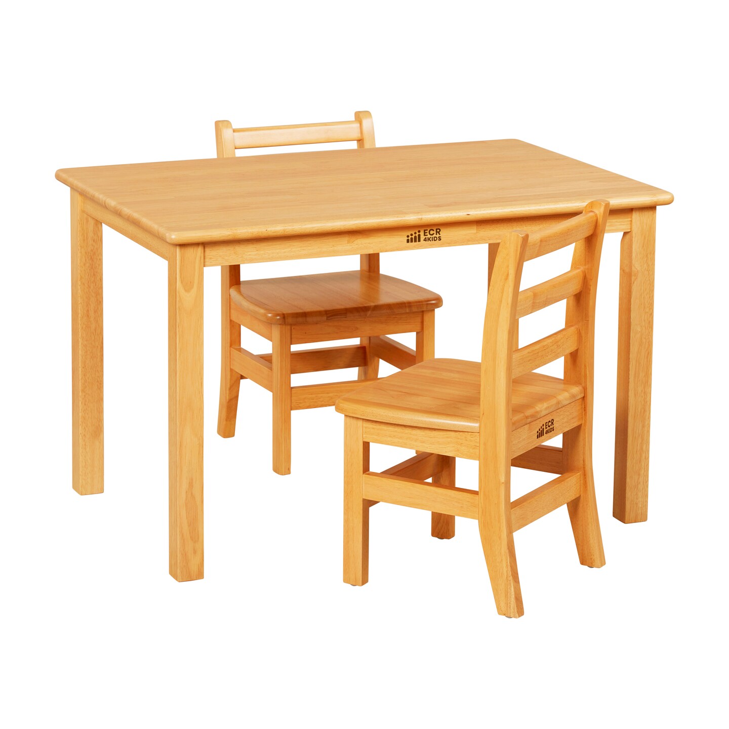 24in x 36in Rectangular Hardwood Table and Chair Set, 12in Seat Height, Kids Furniture