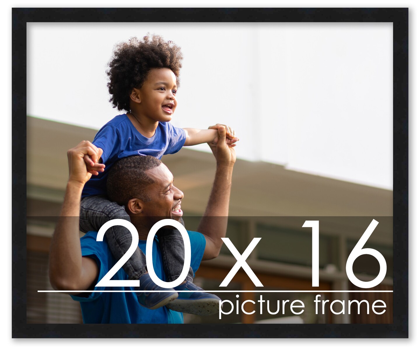 20x16 Modernist Black Picture Frame - UV Acrylic, Foam Board Backing, Hanging Hardware