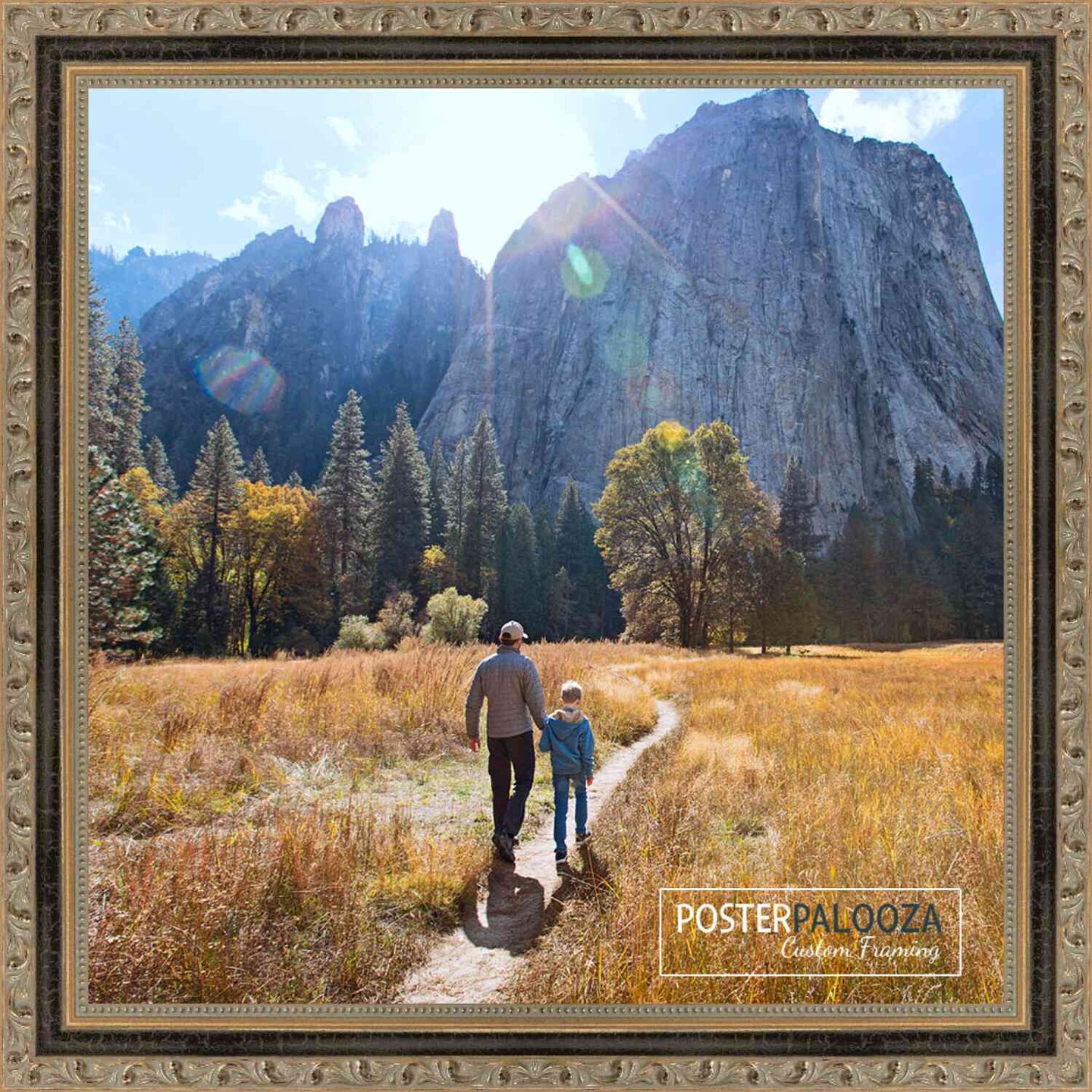 Square Classic Gold Picture Frame - UV Acrylic, Foam Board Backing, Hanging Hardware