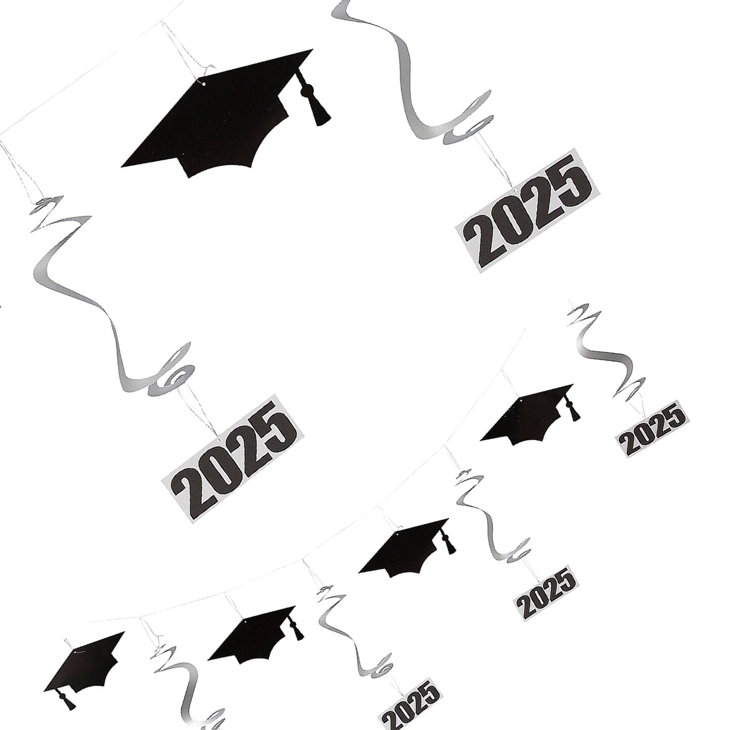 7 Ft 2025 Graduation Cap &#x26; Hanging Swirls Garland Ready to Hang Celebration Decor