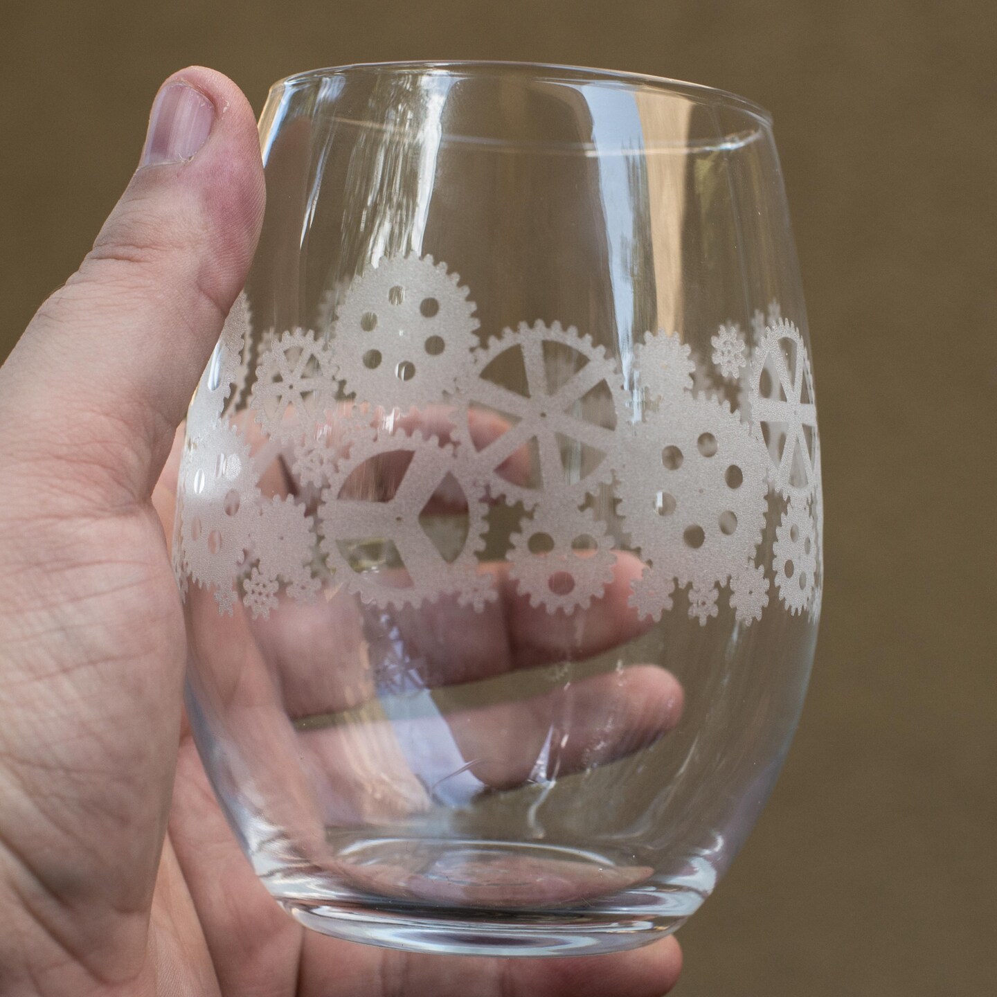 15oz Stemless Wine Glass -  Gears