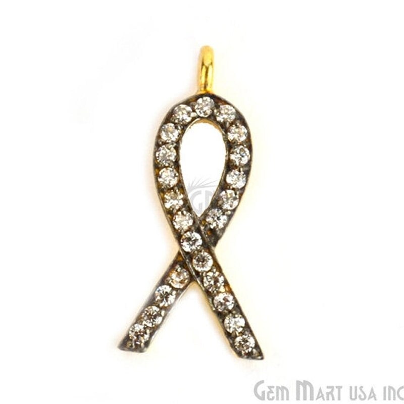 Cubic Zirconia Symbol Pendants, Gold Vermeil Pave Charms, Bracelet and Necklace Pendants, Real CZ Gems, GemMartUSA (CH_M)