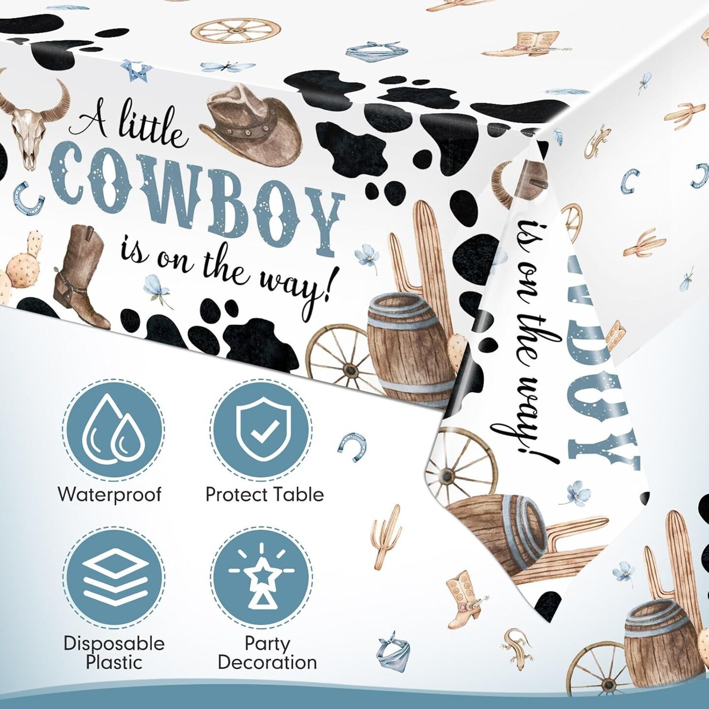3 Pcs Western Cowboy Party Tablecloth