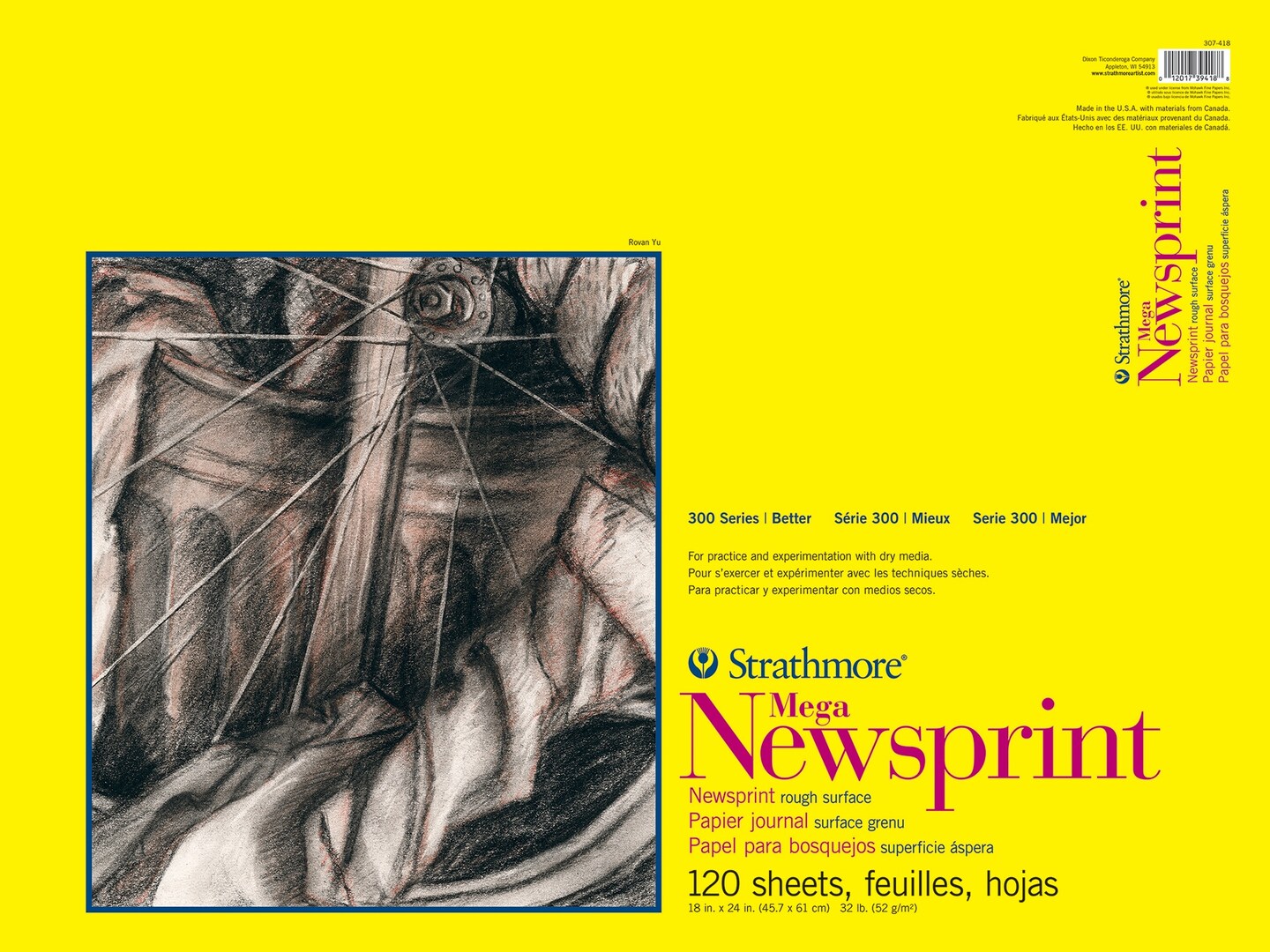 Strathmore 300 Series Newsprint Pad 18"X24"-120 Sheets, Tape Bound