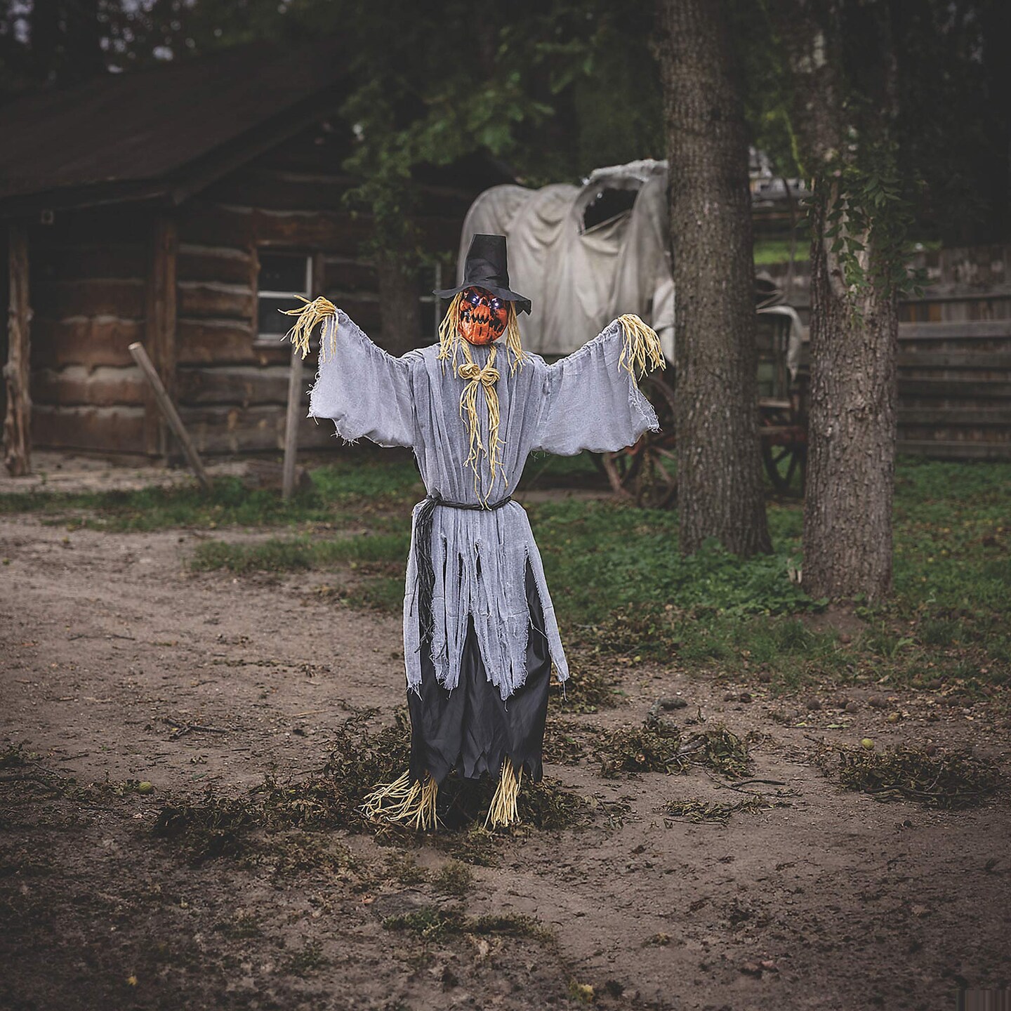 Animated Head Turning Pumpkin Scarecrow 68 3/4&#x22;