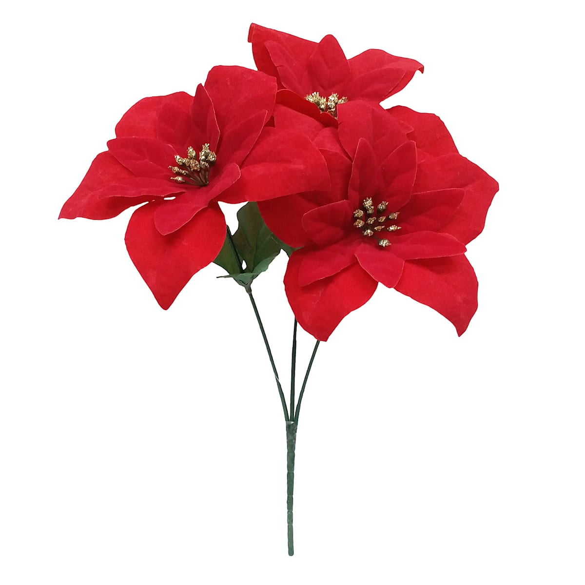 12.5" Poinsettia Bush Artificial Christmas Flowers for Trees, Wreaths & Centerpieces