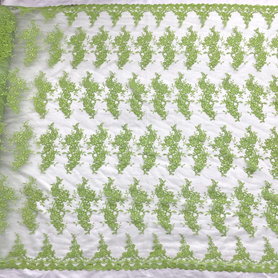 1 Yard Corded Embroidered Bridal Lace Fabric for Wedding Gowns 54 inch Width