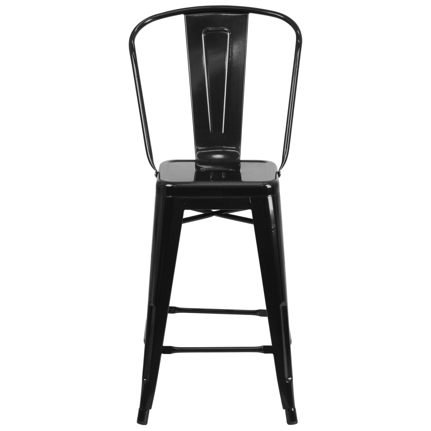 Merrick Lane Dothan Series Metal Stool with Removable Back for Indoor-Outdoor Use
