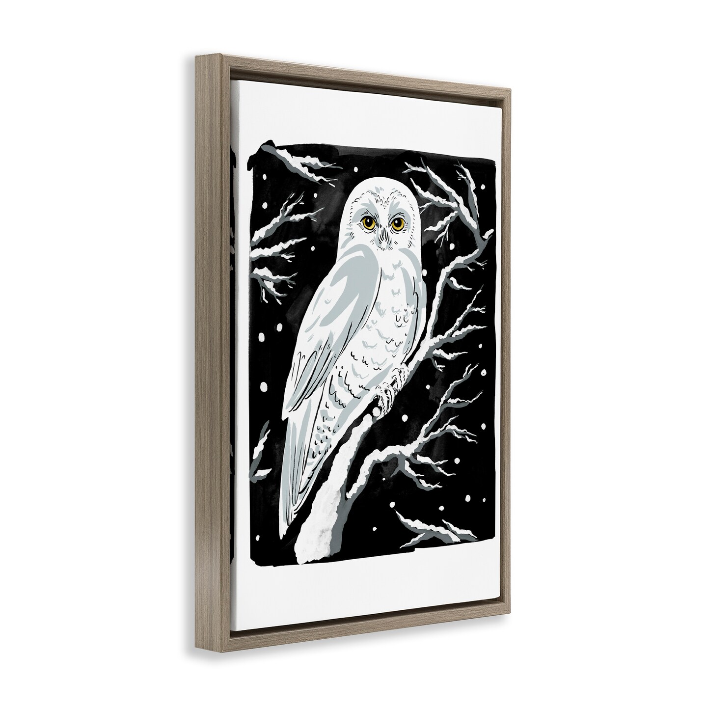 Stupell Industries Forest Owl &#x26; Calm Snowfall Floating Frame Design by Hannah Moren