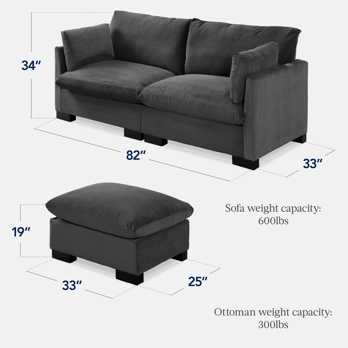 Best Choice Products 82in Modular Sectional Pillowtop Sofa w/ Ottoman & Storage