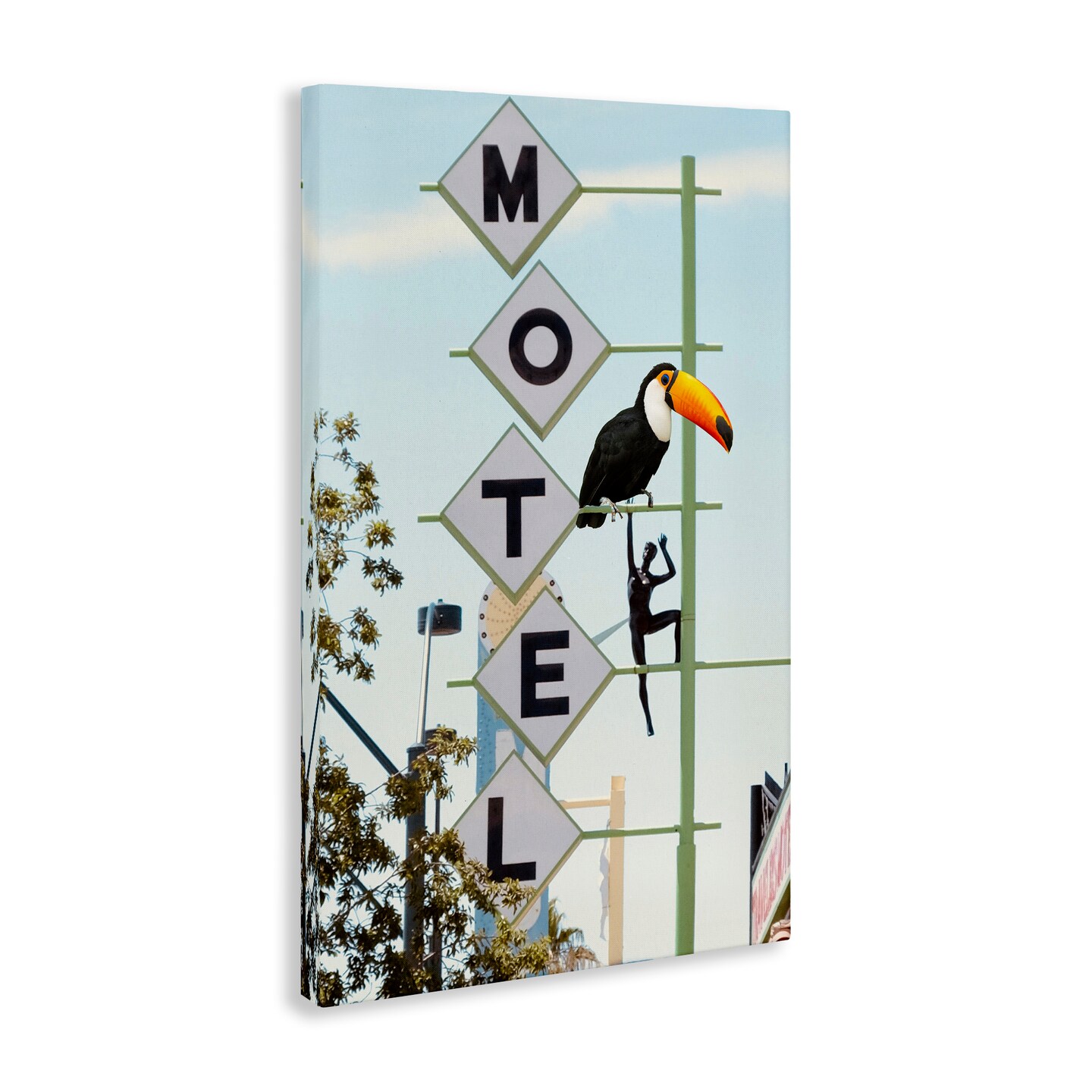 Stupell Industries Toucan on Motel Sign Canvas Design by Ashley Singleton