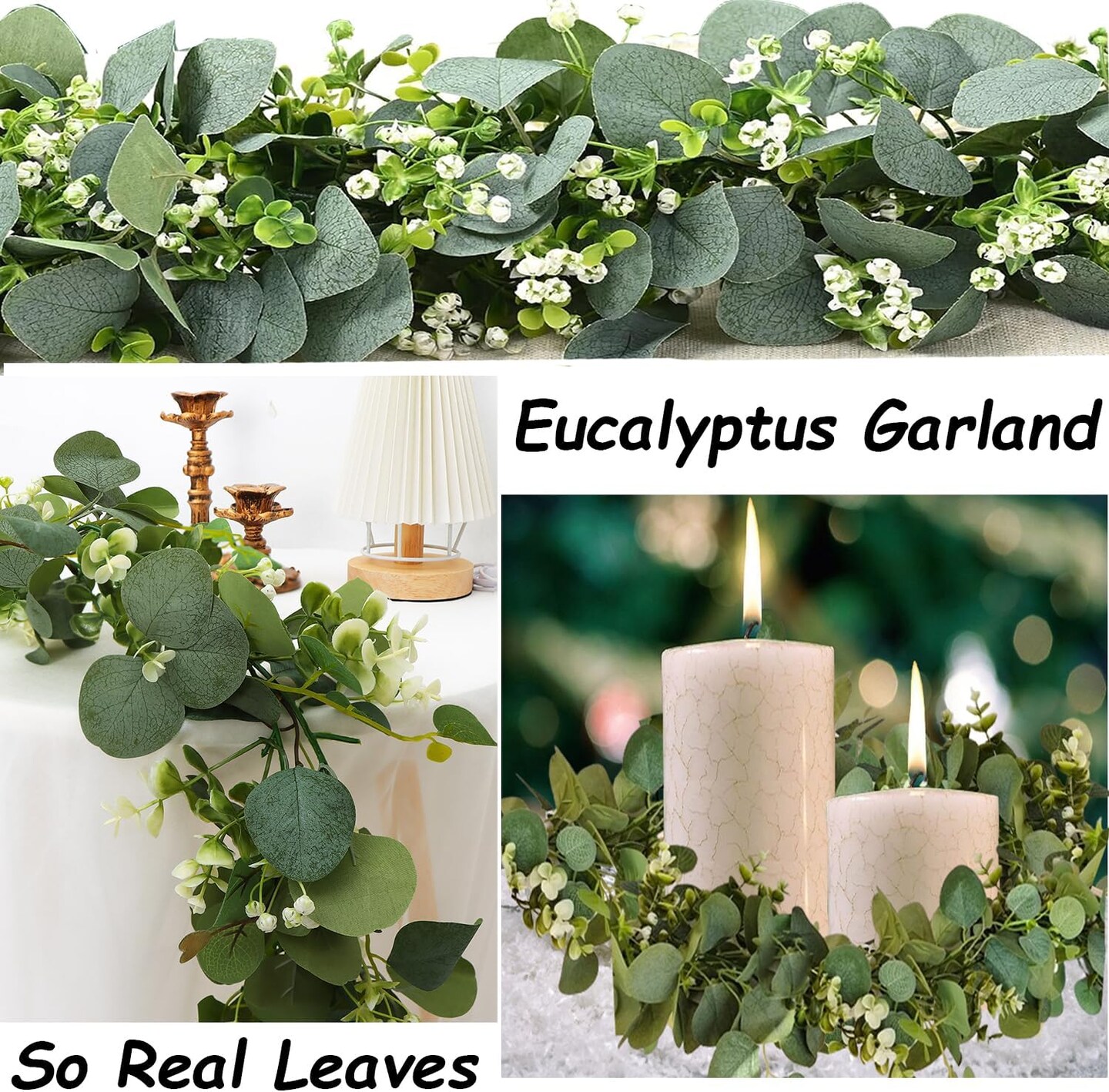 2 Pack 5.9FT Faux Eucalyptus Garland &#x2013; Greenery for Wedding &#x26; Home Decor