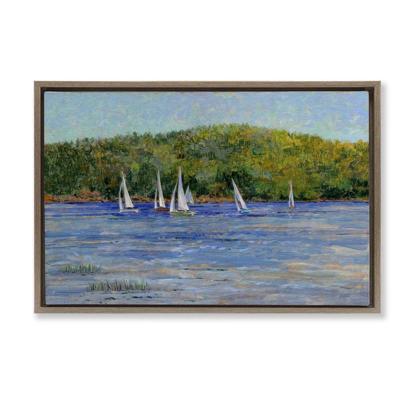 Stupell Industries Sailboat Fleet in Distance Floating Frame By Tim ...
