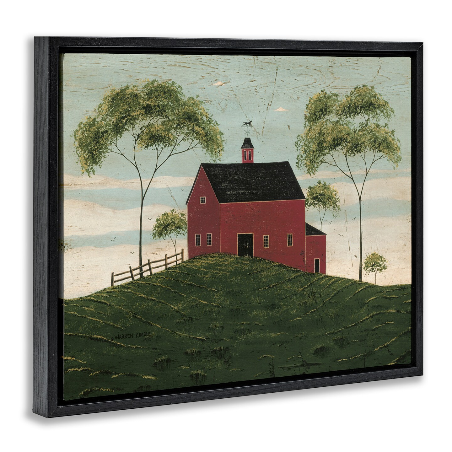 Stupell Industries Red Barn with Tree Pair Floating Frame By Warren Kimble
