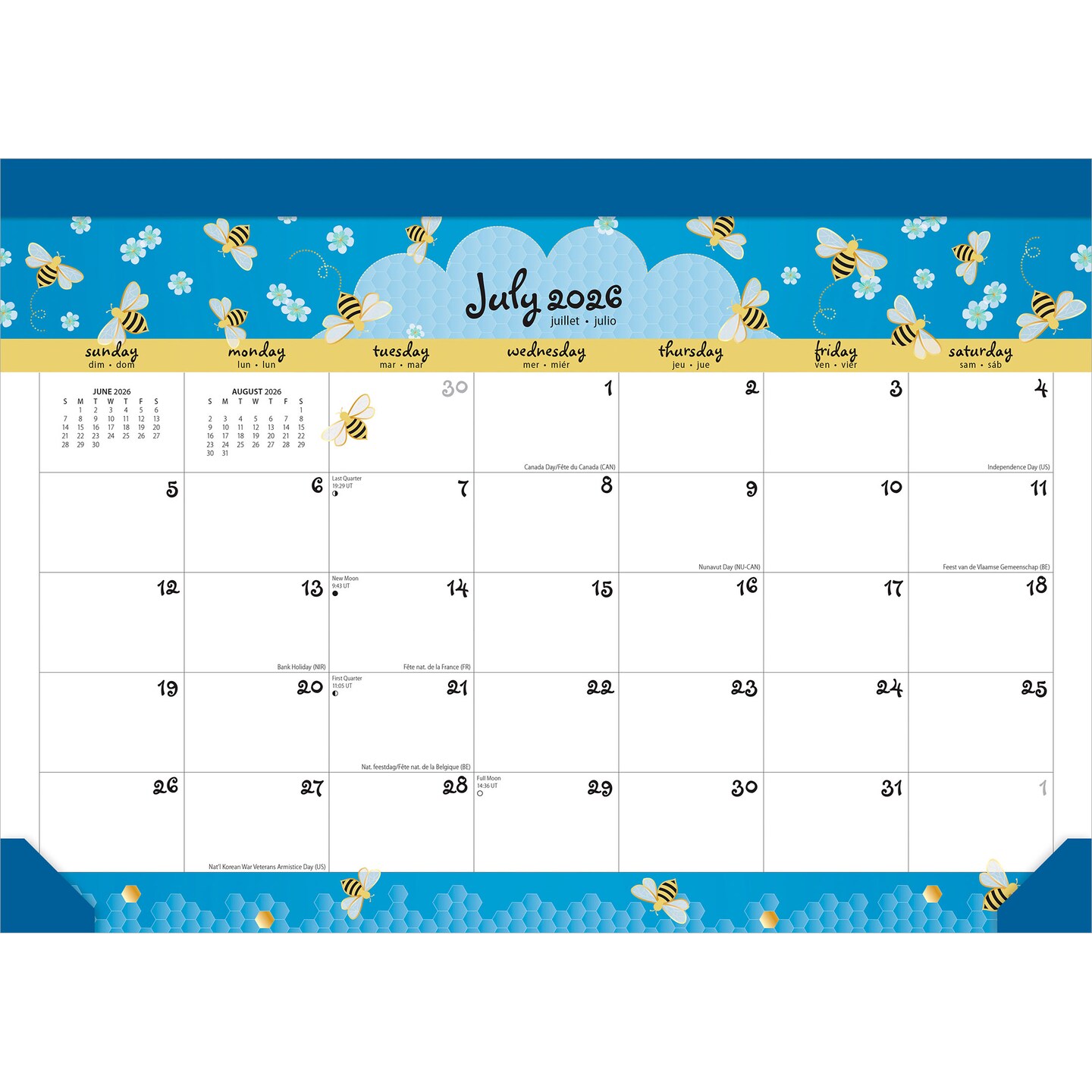 Busy Bees | 2027 14 x 10 Inch 18 Months Monthly Desk Pad Calendar | July 2026 - December 2027 | Sticker Sheet | Plato | Planning Stationery