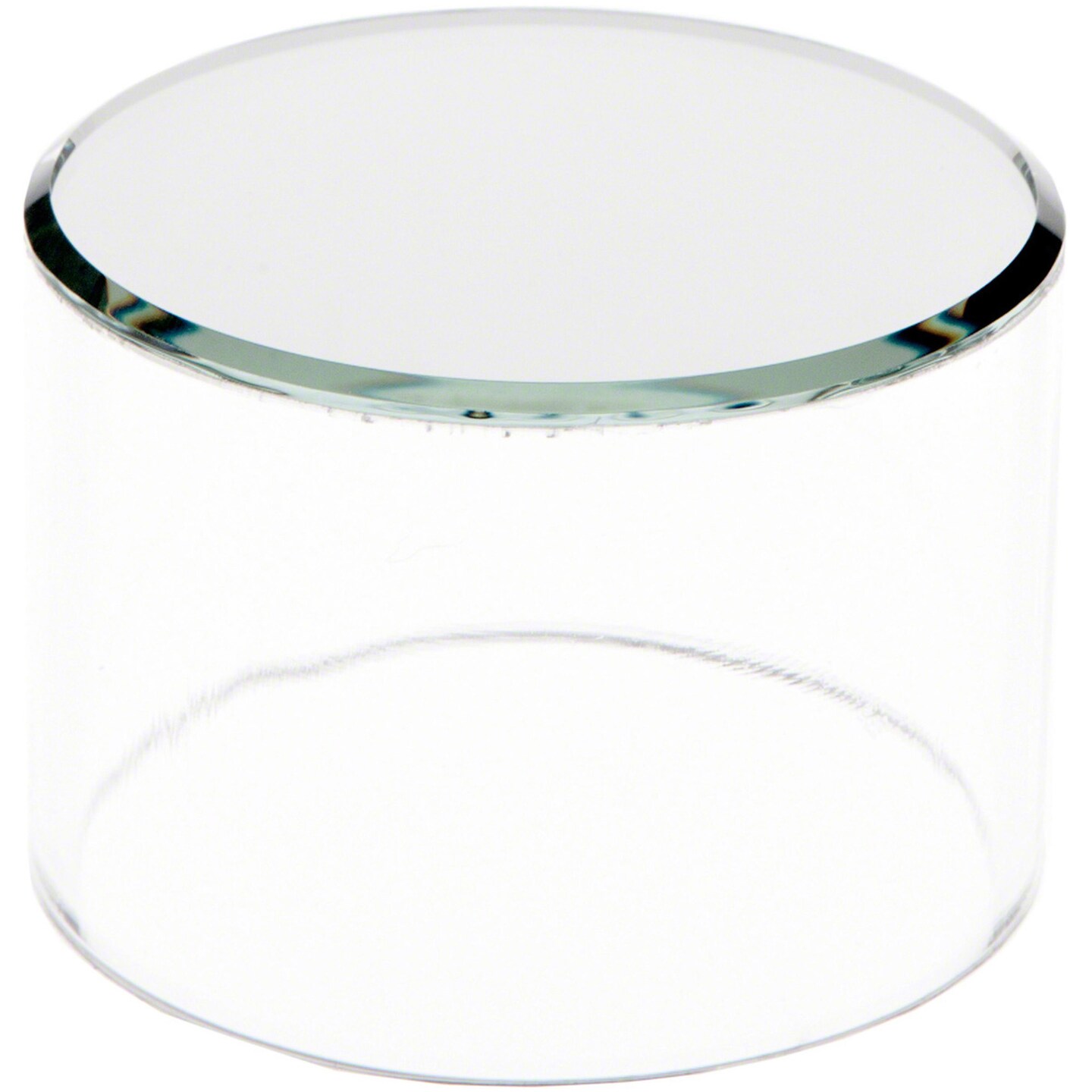 Plymor Clear Acrylic Cylinder Display Riser with Mirror Top, 2" H x 3" D
