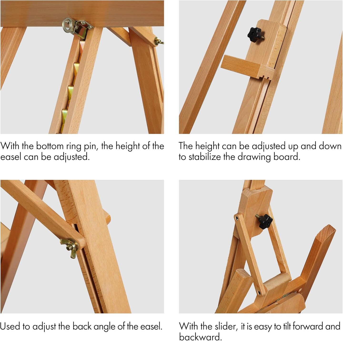 ARTIFY Large A-Frame Adjustable Painters Easel, Solid Beechwood Easel, Studio Easel with Brush Holder for Adults