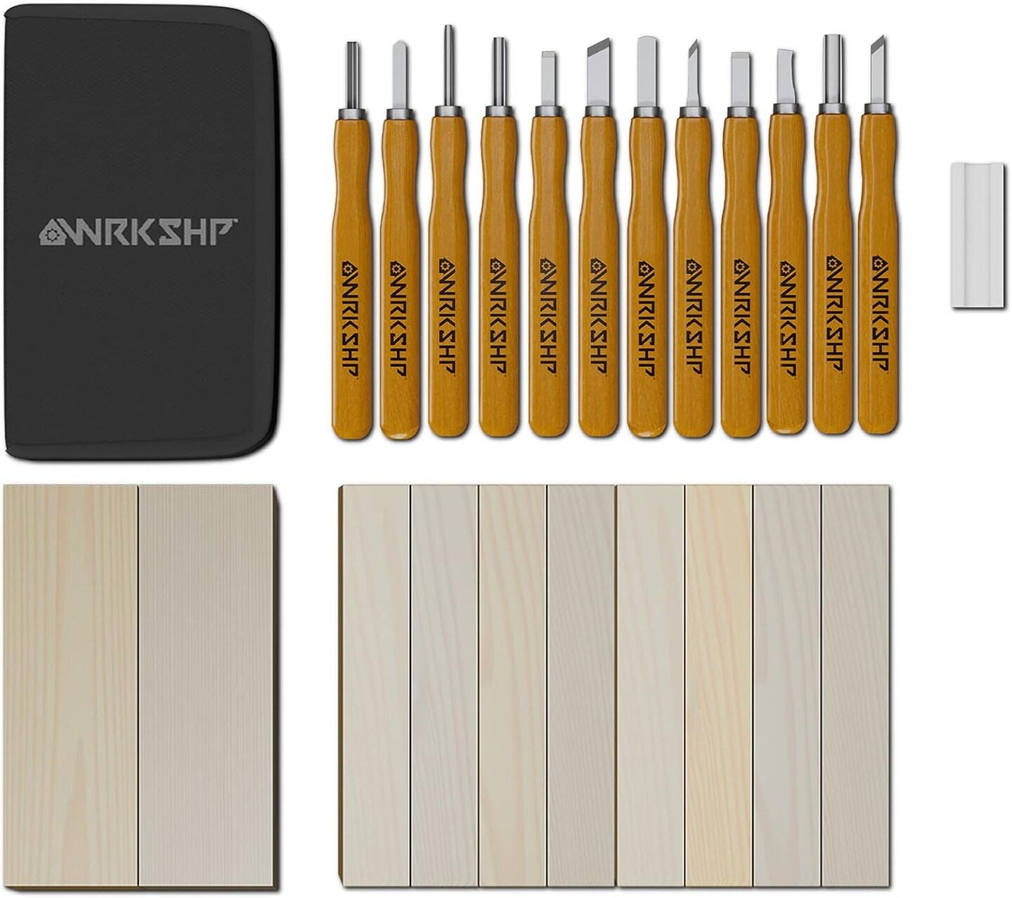 Wood Carving Tools - 12 PCS - Whittling Kit for Beginners - Wood Carving Kit - Incl. 1x Whetstone &#x26; 10 Wooden Blocks - Wood Carving Knives
